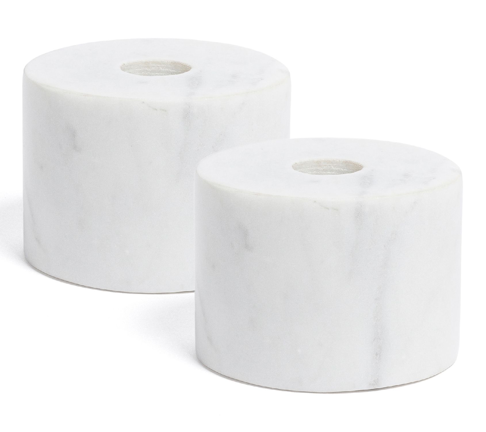 over&back Set of 2 100% Marble Classic Candle Holders