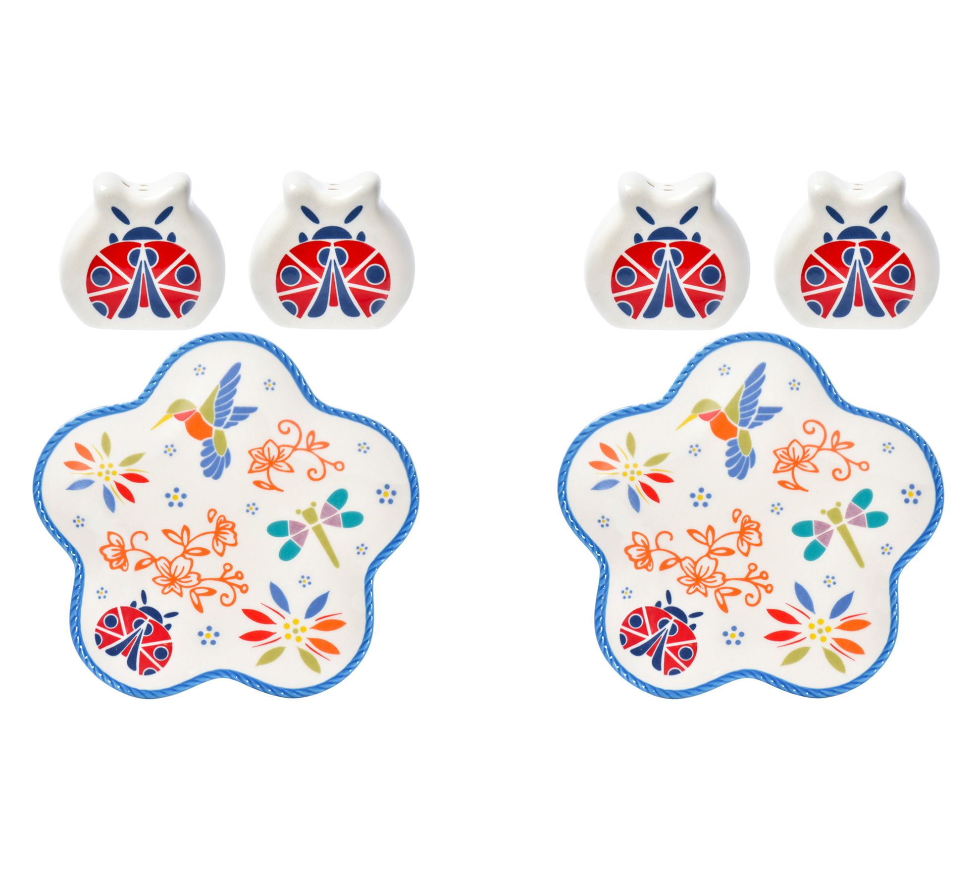 Temp-tations Set of (2) Salt and Pepper Shakerswith Plates