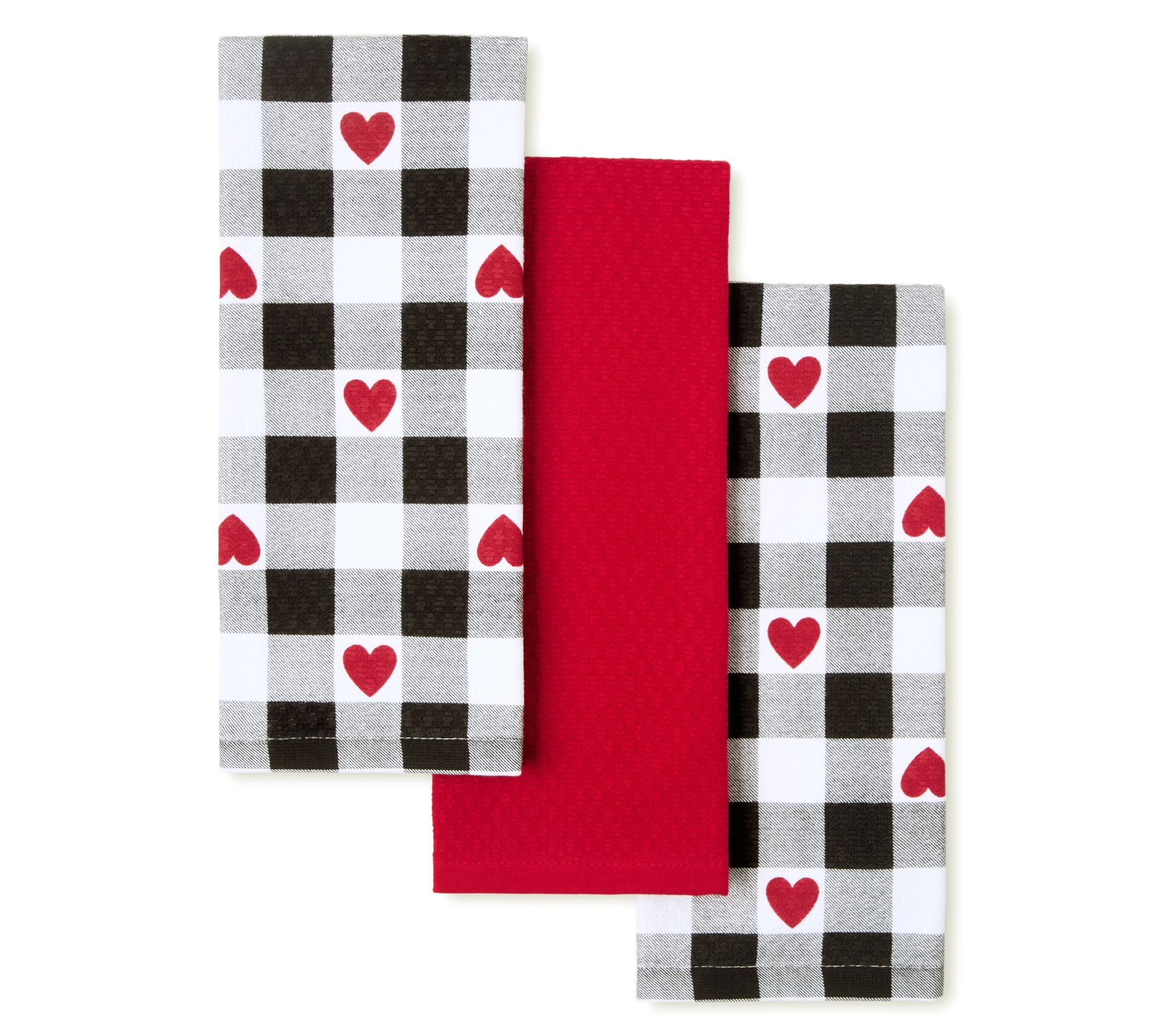 MARTHA STEWART Love Check Decorative Kitchen Towel 3-Pack Set