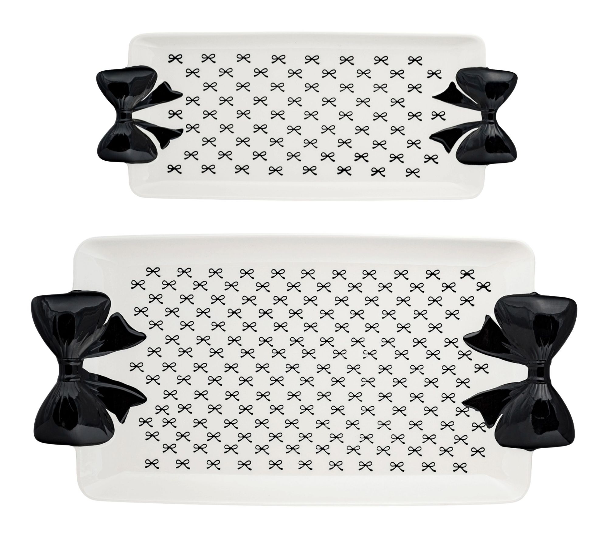 10 Strawberry Street Set of 2 Black Bow Serving Tray