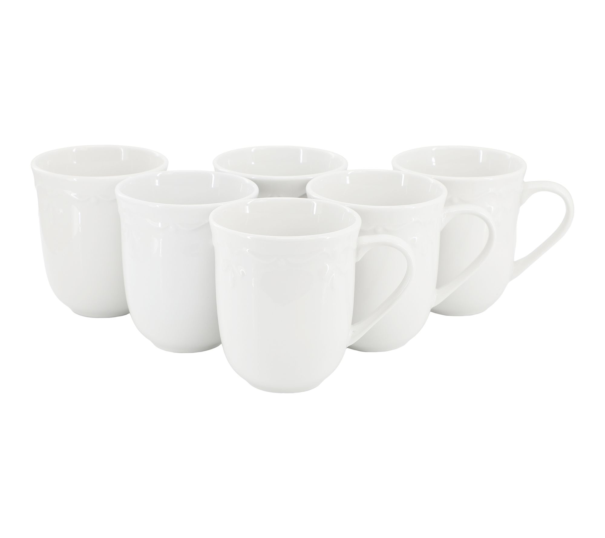 Elama Henryi 6 Piece 12 Ounce Porcelain Mug Setin White