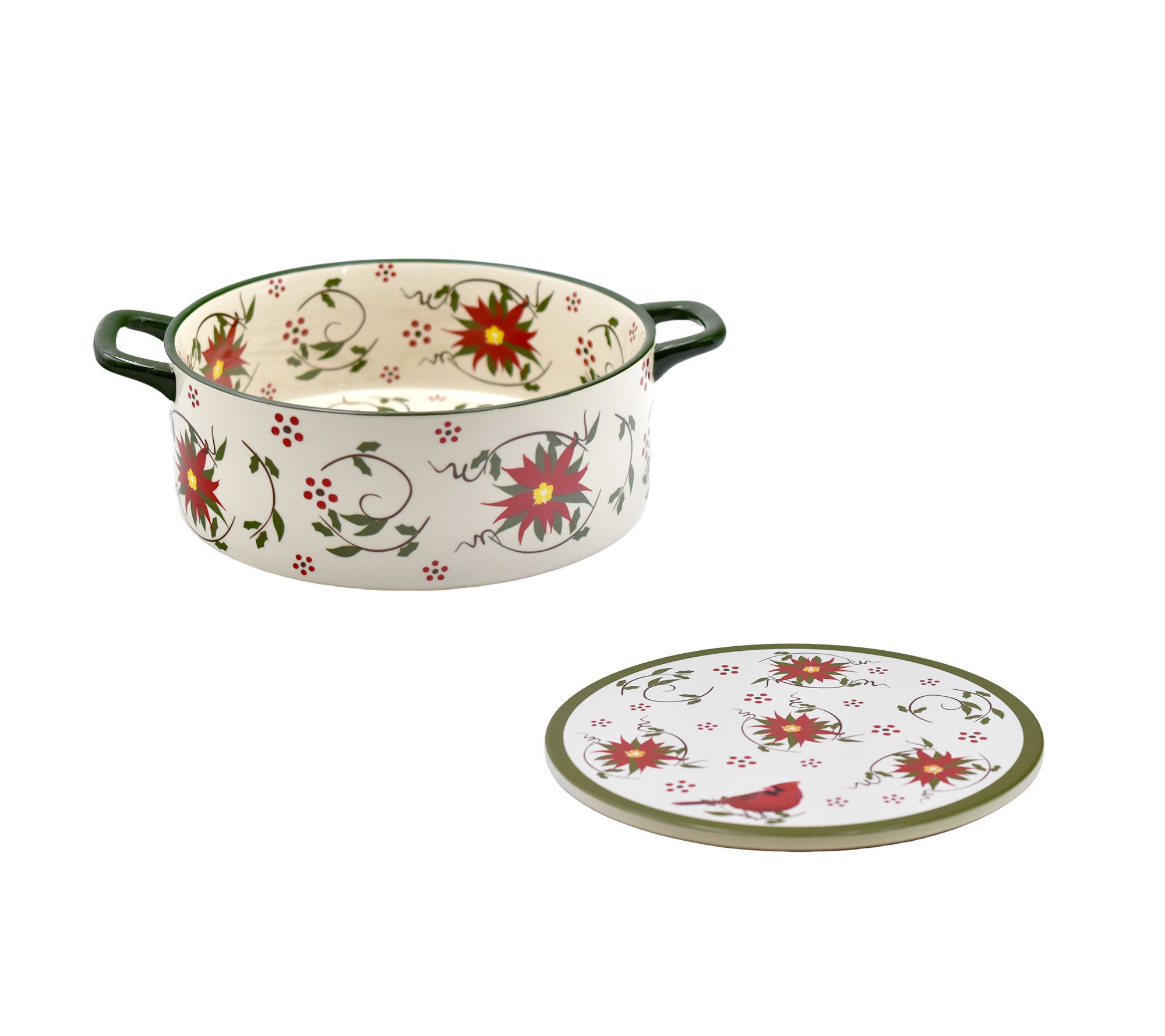 "As Is" Temp-tations Seasonal 2.75- qt Shallow Dish with Trivet