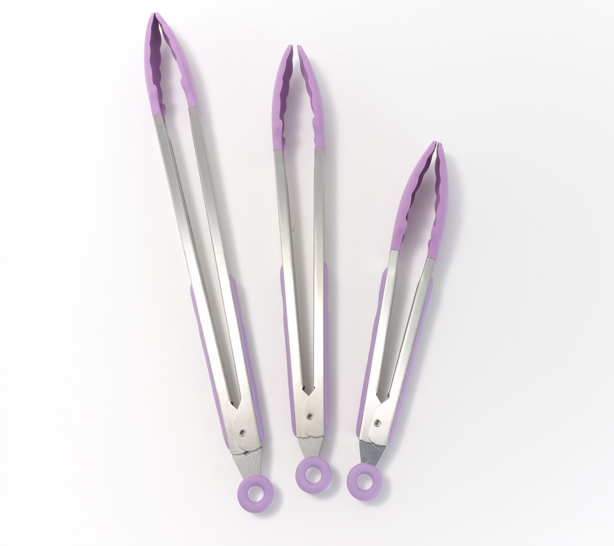  Prepology 3-Piece Stainless Steel & Silicone Locking Tongs