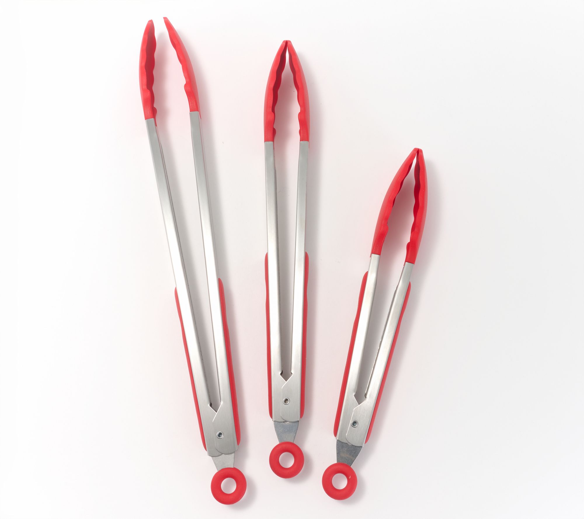 Prepology 3-Piece Stainless Steel & Silicone Locking Tongs