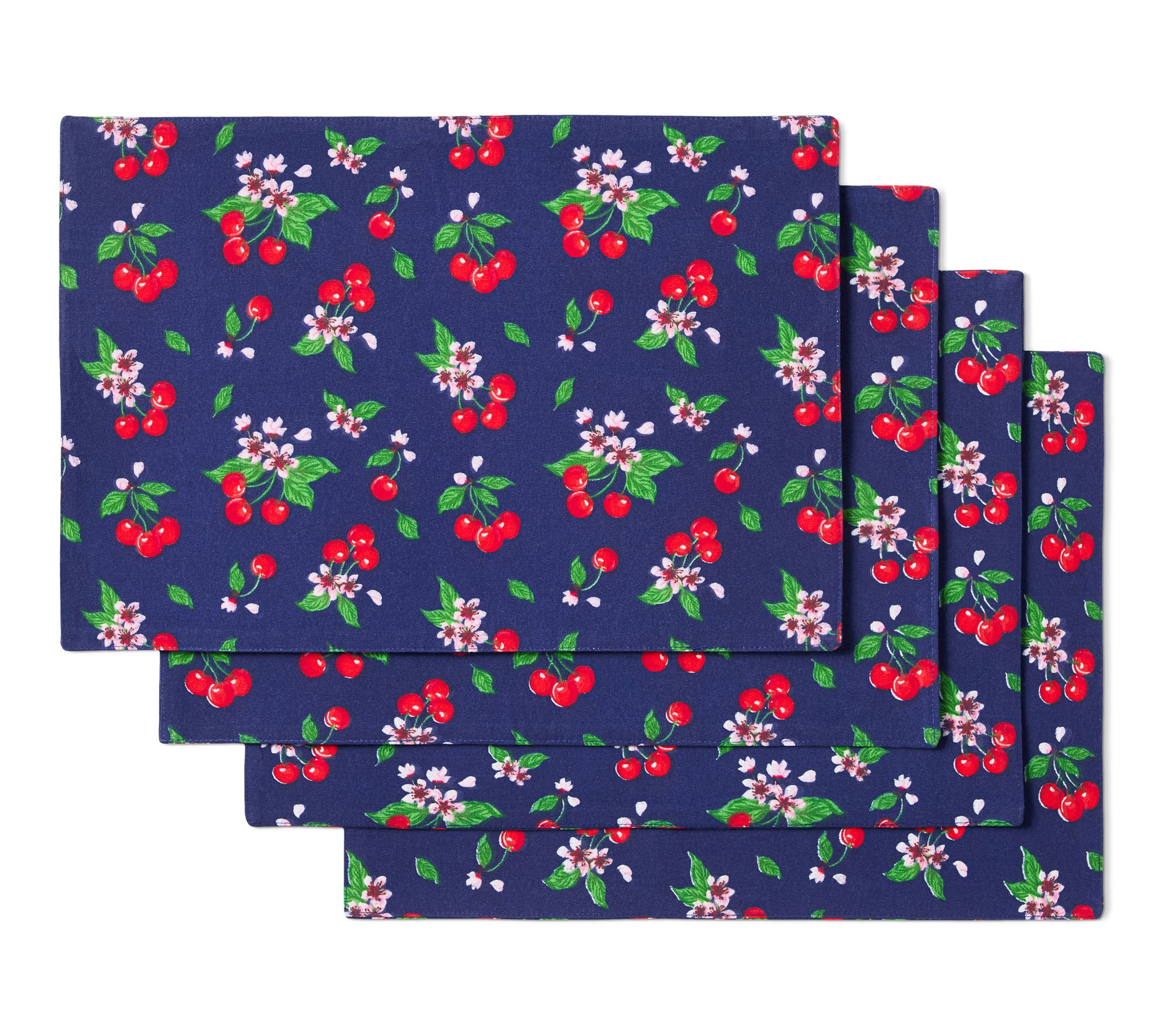 Draper James Ch erry Blossom Re versible Placem at 4-Pack Set