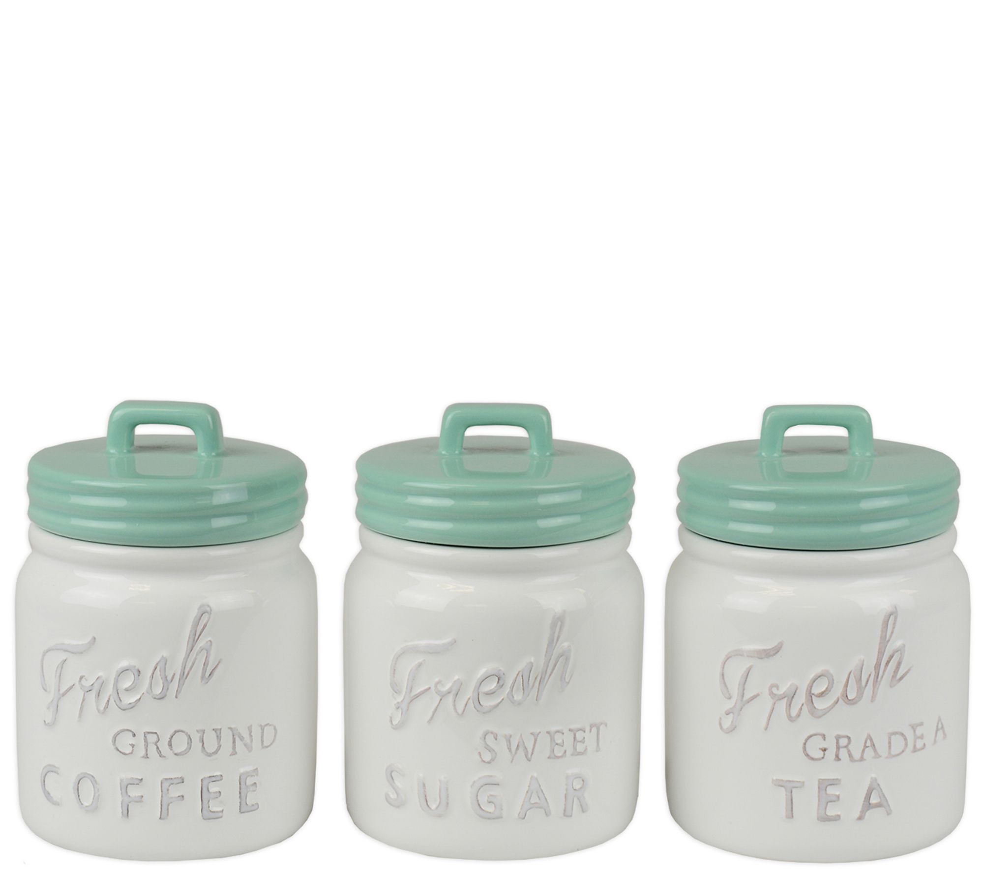Design Imports Set of 3 Vintage Ceramic Mason Jr Canisters