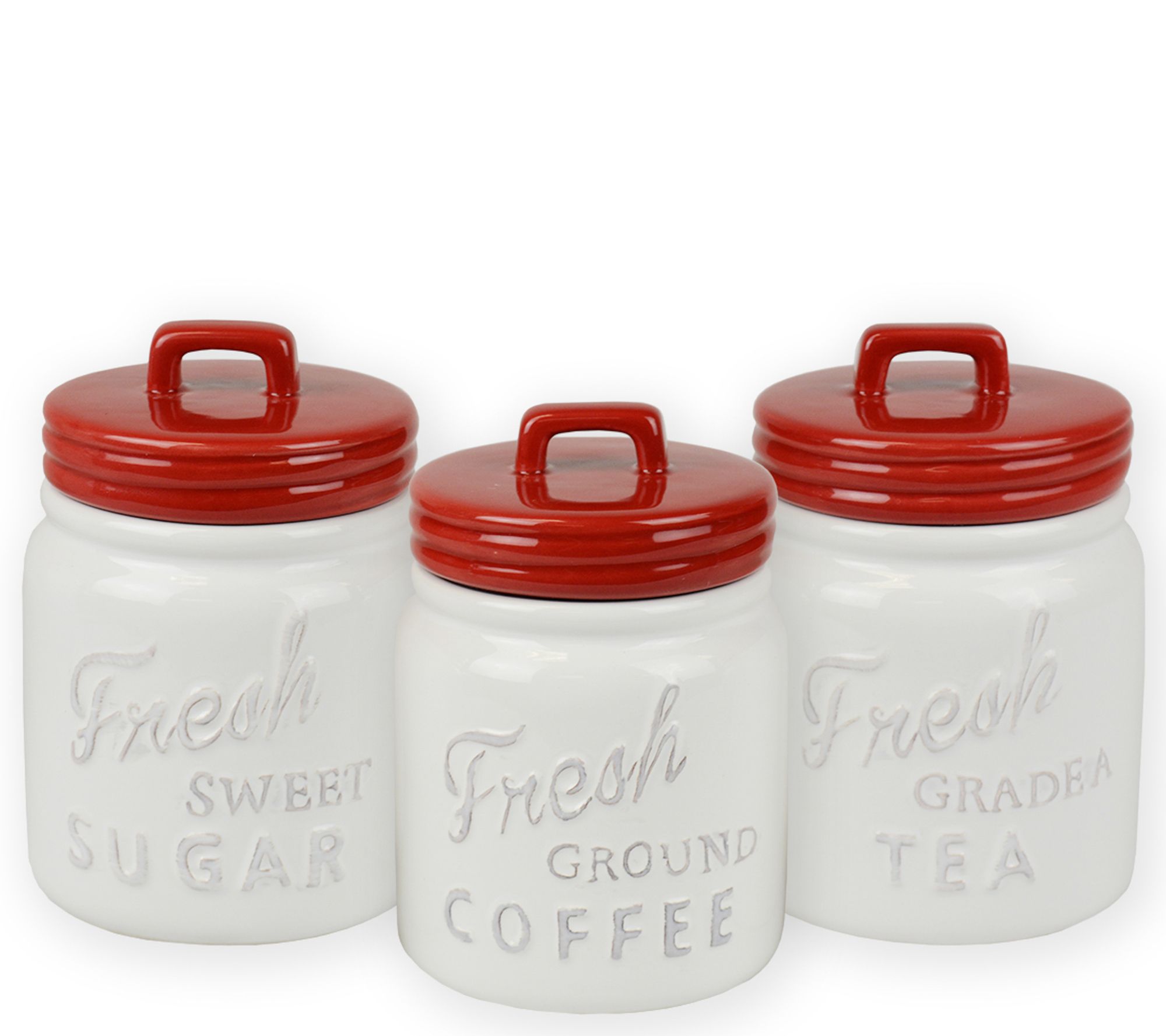 Design Imports Set of 3 Vintage Ceramic Mason Jr Canisters