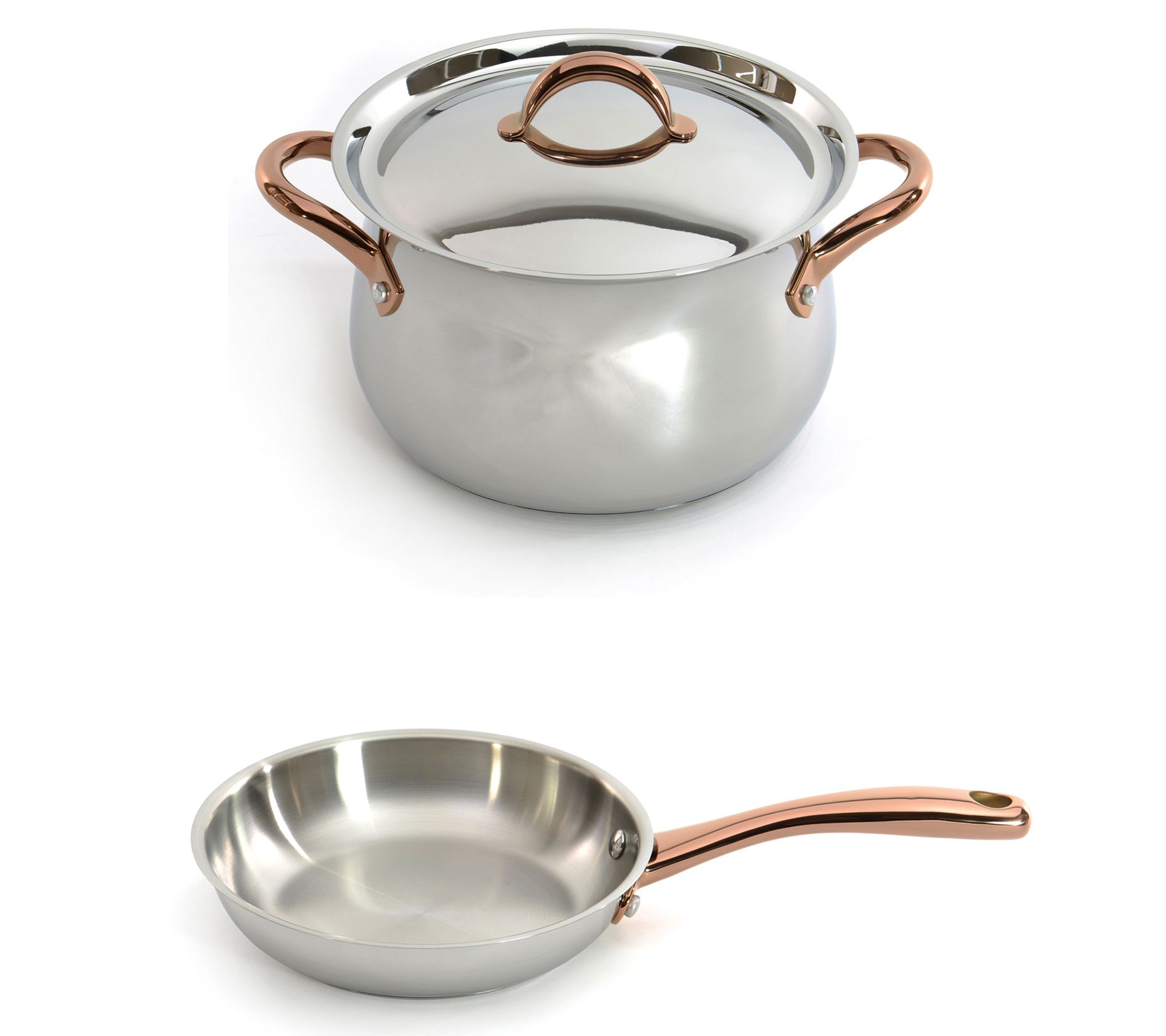 BergHOFF Ouro Gold 3Pc 18/10 SS Starter Set, Rose Gold Handles