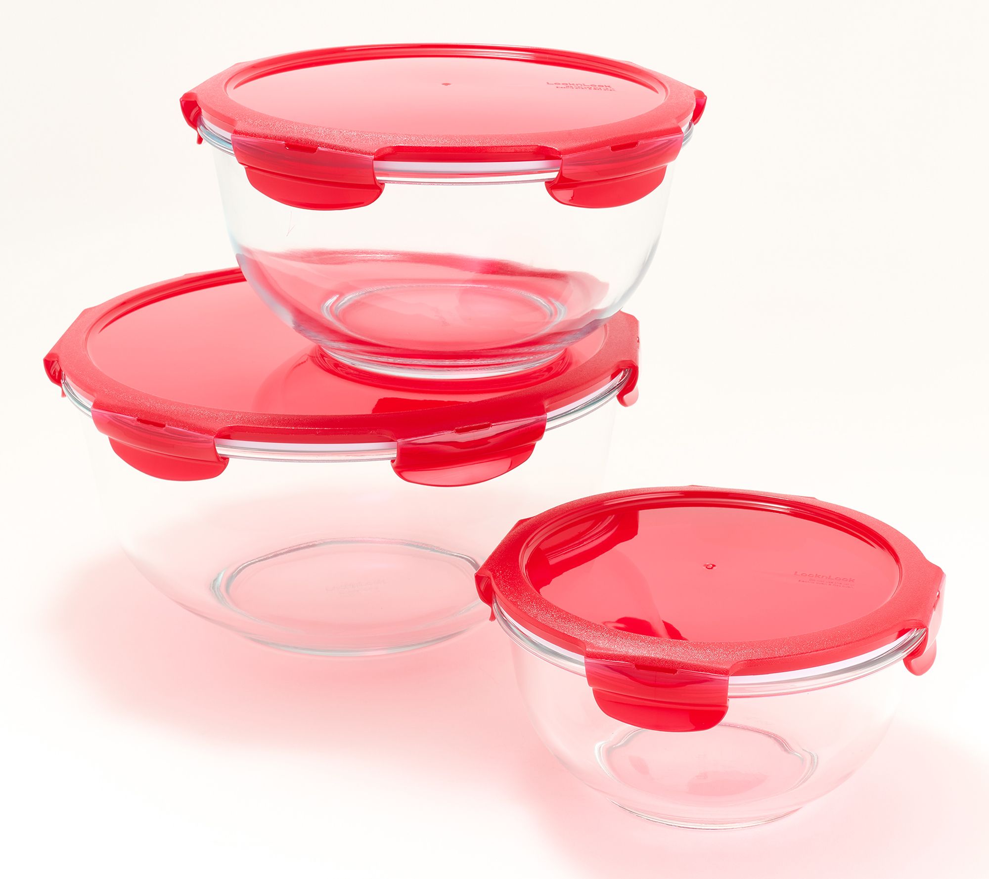 LocknLock 3-Piece Nestable Glass Mixing Bowls