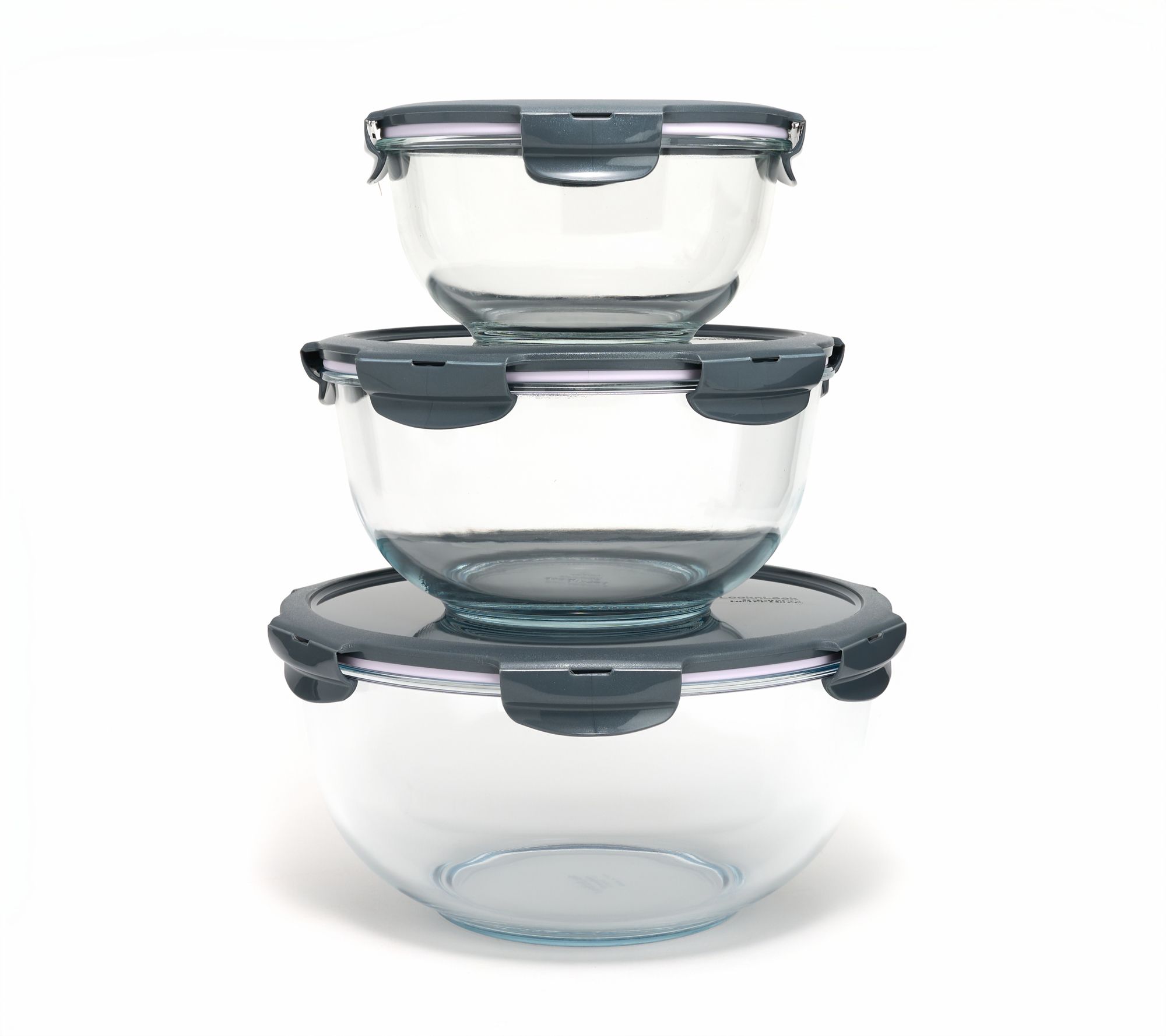 LocknLock 3-Piece Nestable Glass Mixing Bowls