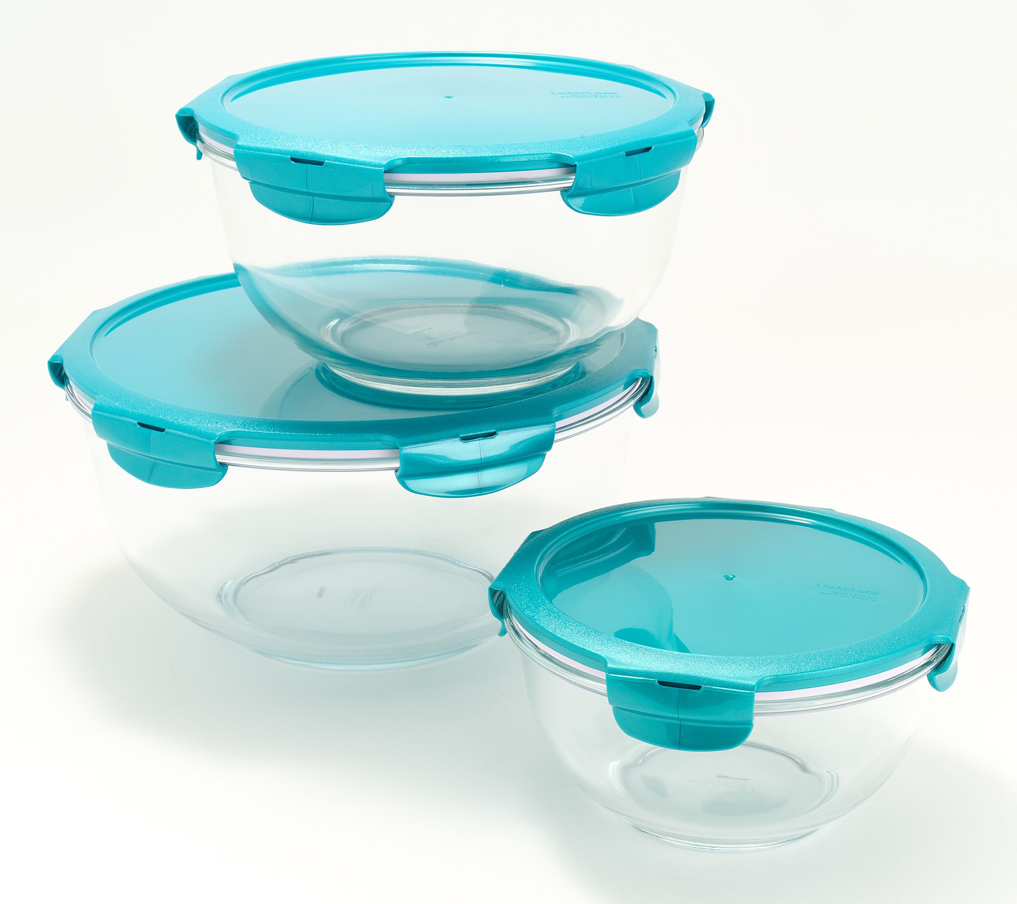 LocknLock 3-Piece Nestable Glass Mixing Bowls