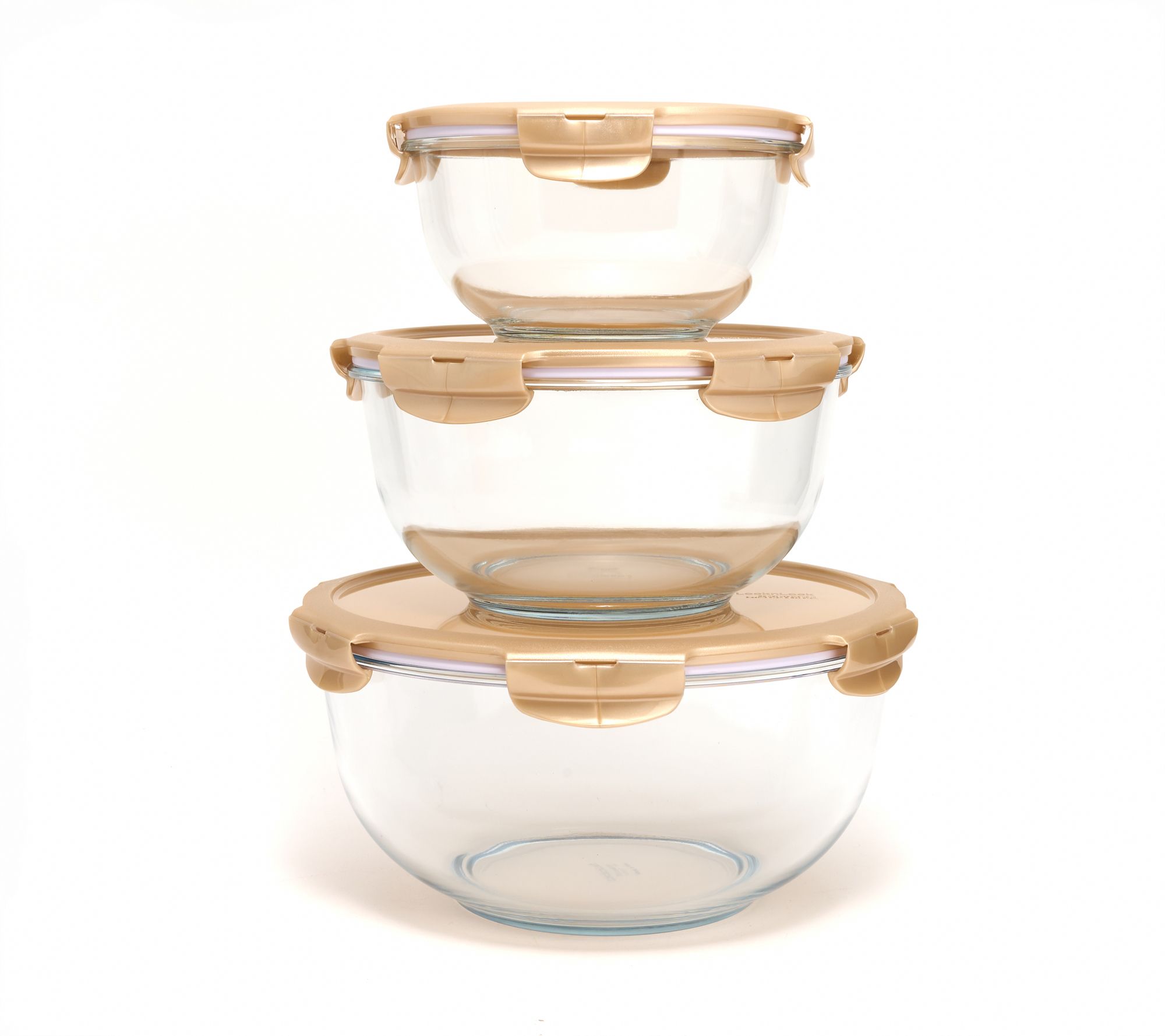 LocknLock 3-Piece Nestable Glass Mixing Bowls