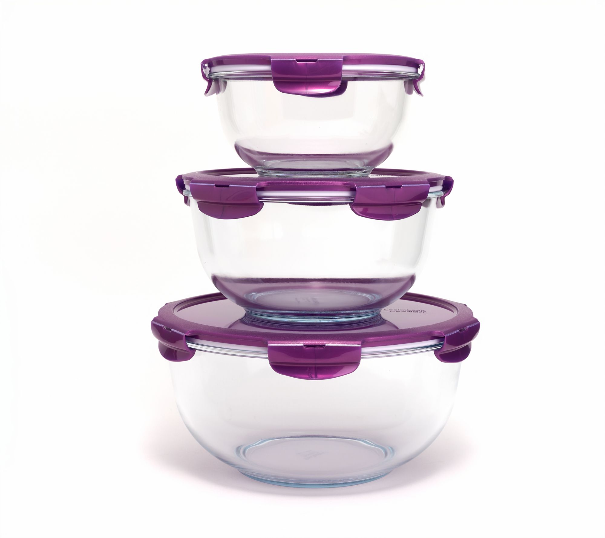 LocknLock 3-Piece Nestable Glass Mixing Bowls