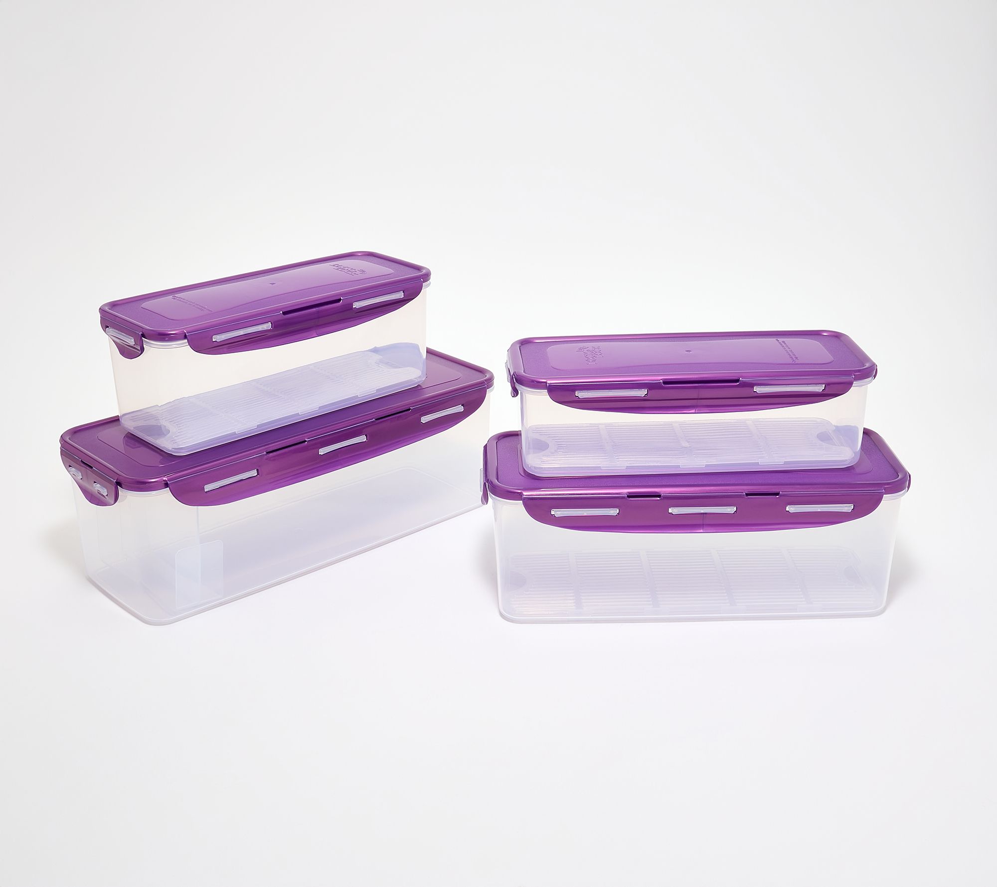 LocknLock 4-Pc Rectangle Fridge Storage Containers w/ Drip Trays