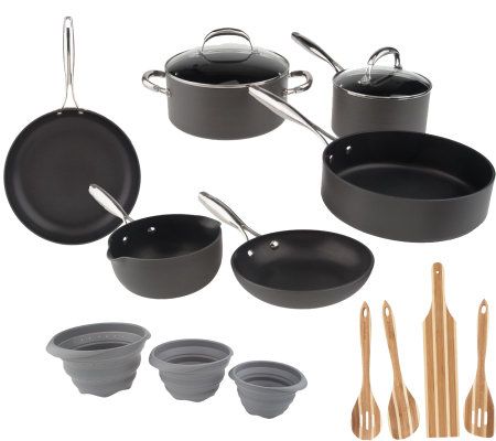 15 pc Hard Anodized Aluminum Cookware Set Non-Stick Pots & Pans