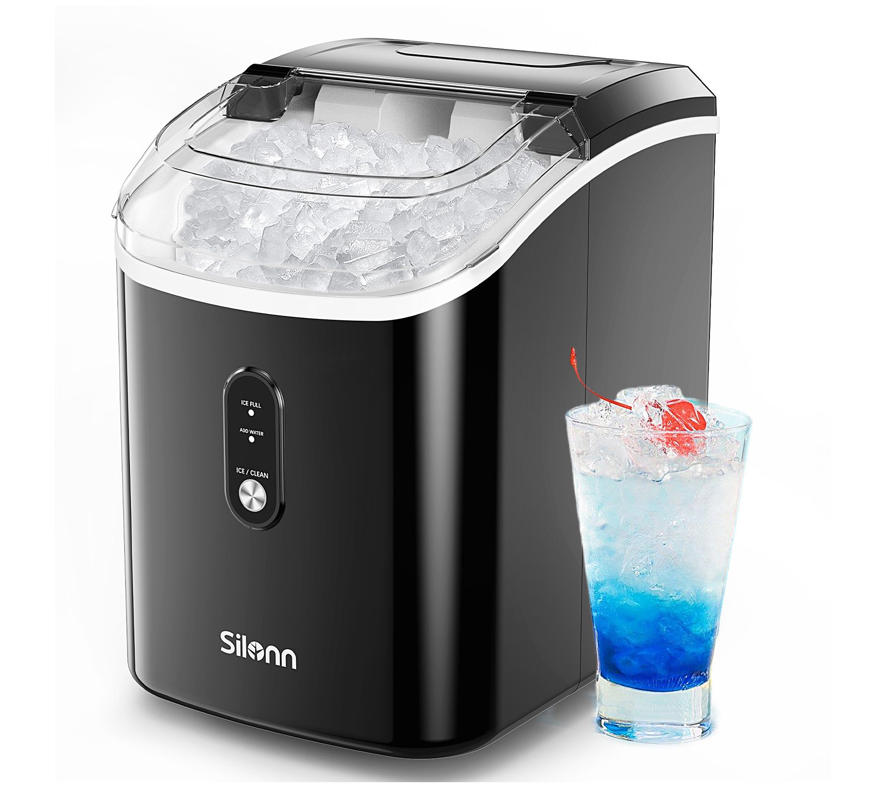 Silonn 33 lbs Nugget Ice Maker Countertop, Self-Cleaning