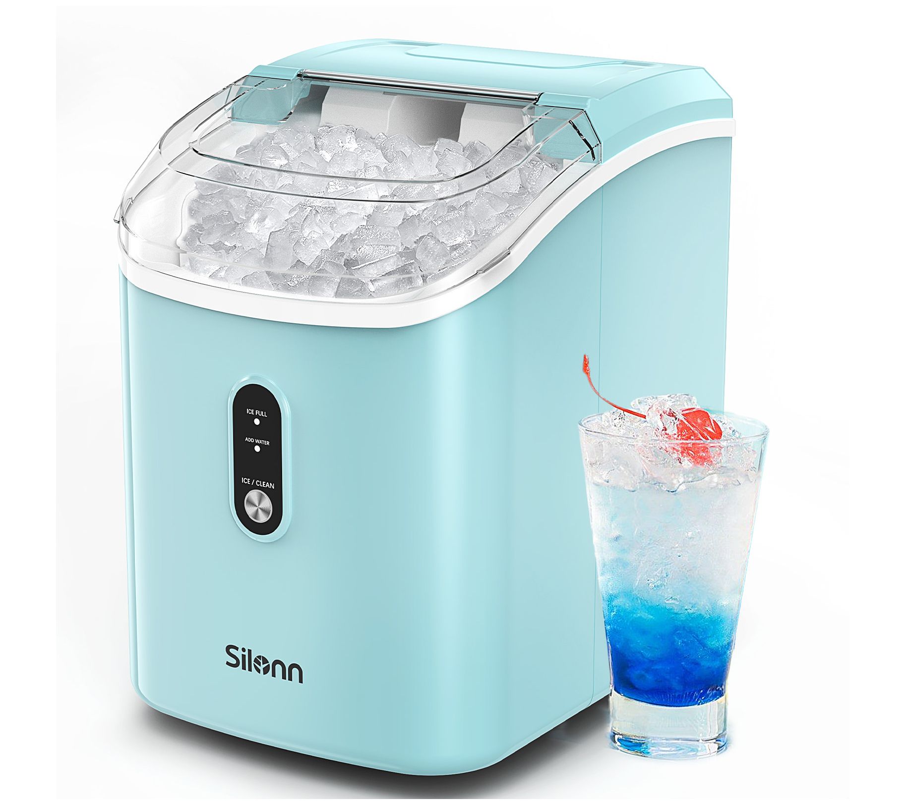 Silonn 33 lbs Nugget Ice Maker Countertop, Self-Cleaning