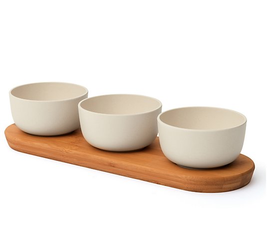 BergHOFF Leo 4-Piece Bowl Set with Bamboo Tray
