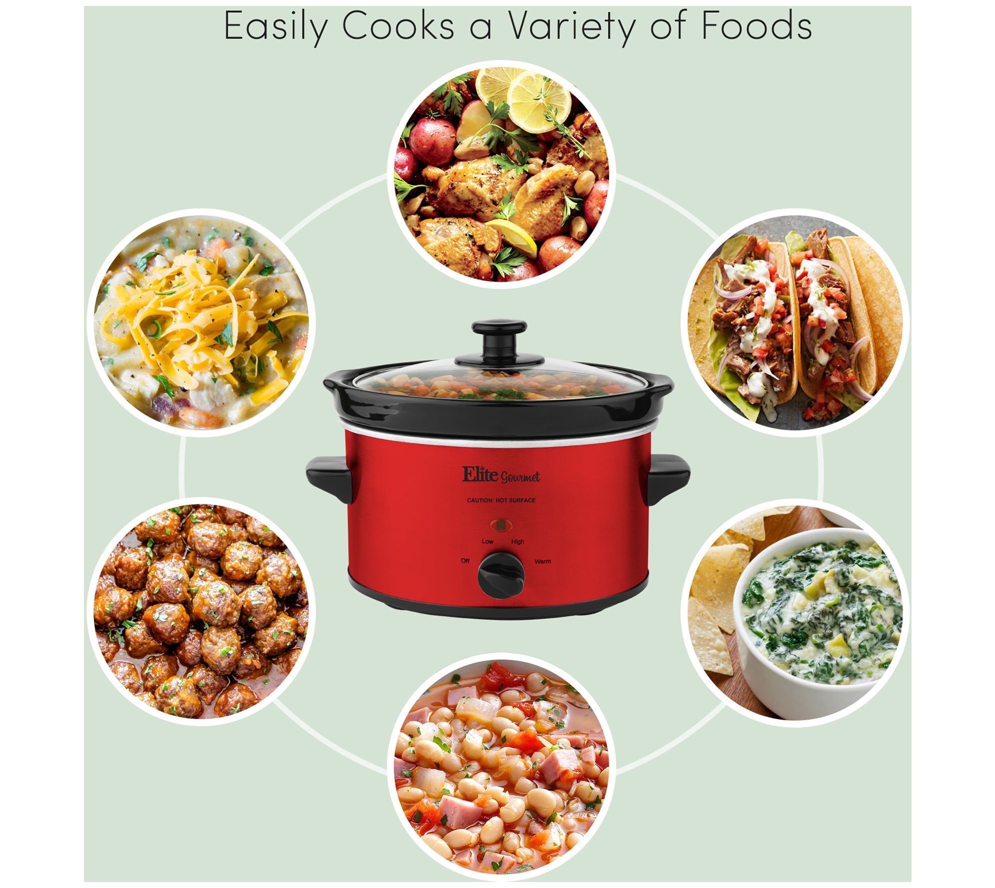 Elite Platinum Slow Cooker, Red Stainless Steel, 8.5 qt 
