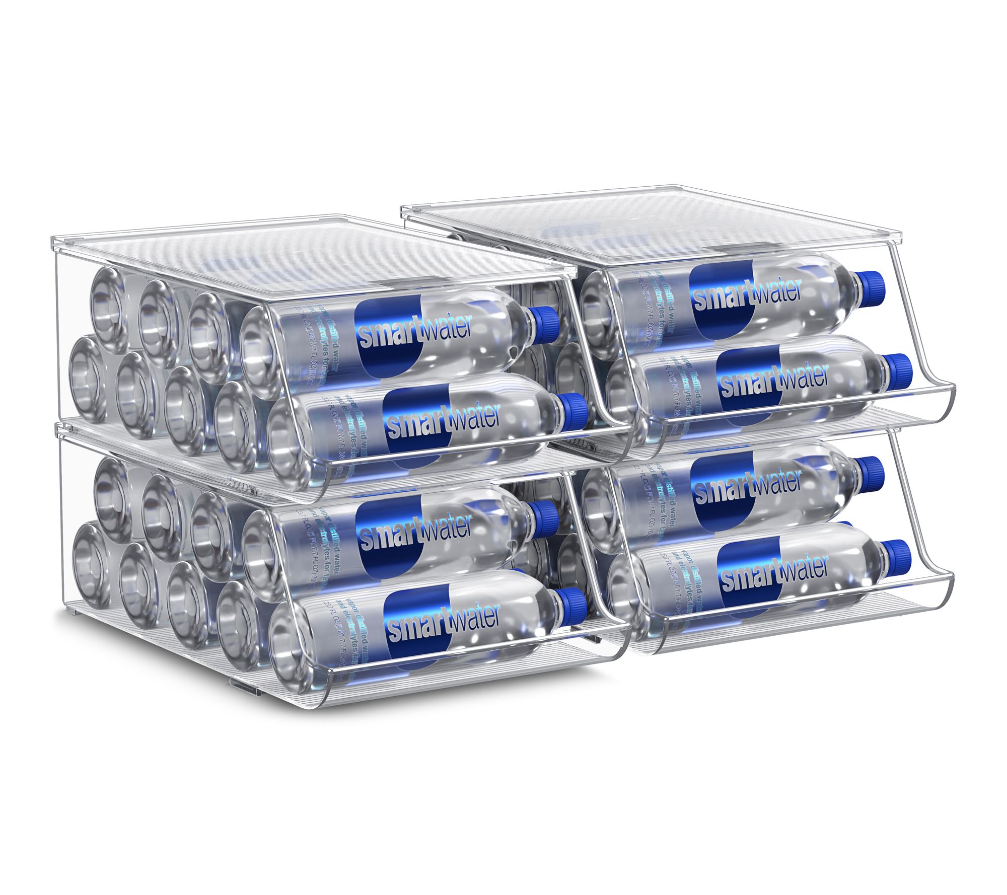 Sorbus Set of 4 Water Bottle Storage Organizer for Fridge with Lid