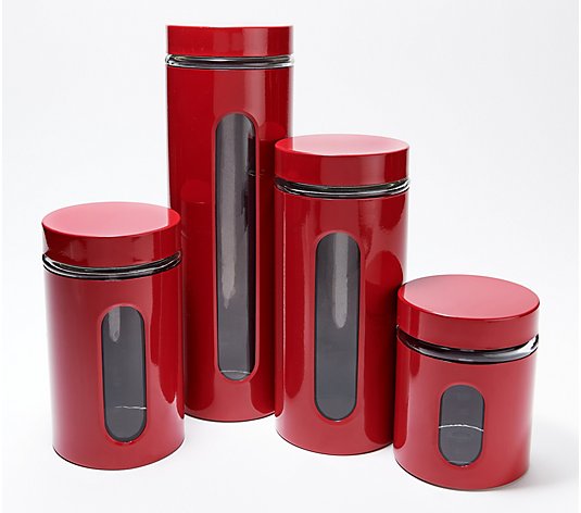Primula 4-Piece Glass & Stainless Steel Food Storage Canisters