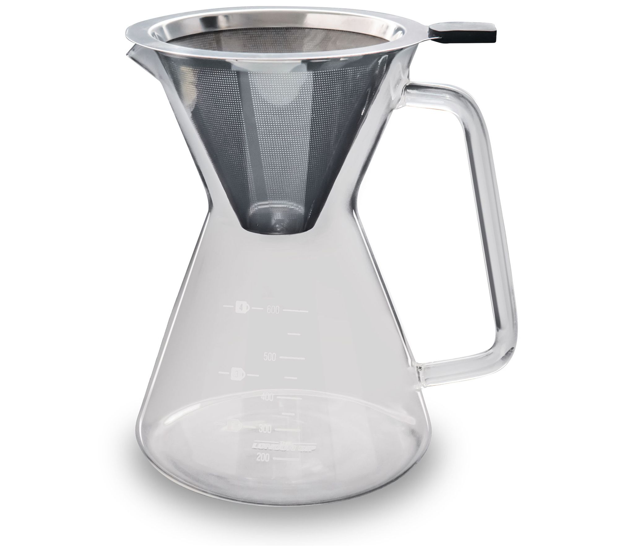 London Sip 4-Cup Glass Pour-Over Carafe with Re usable Filter