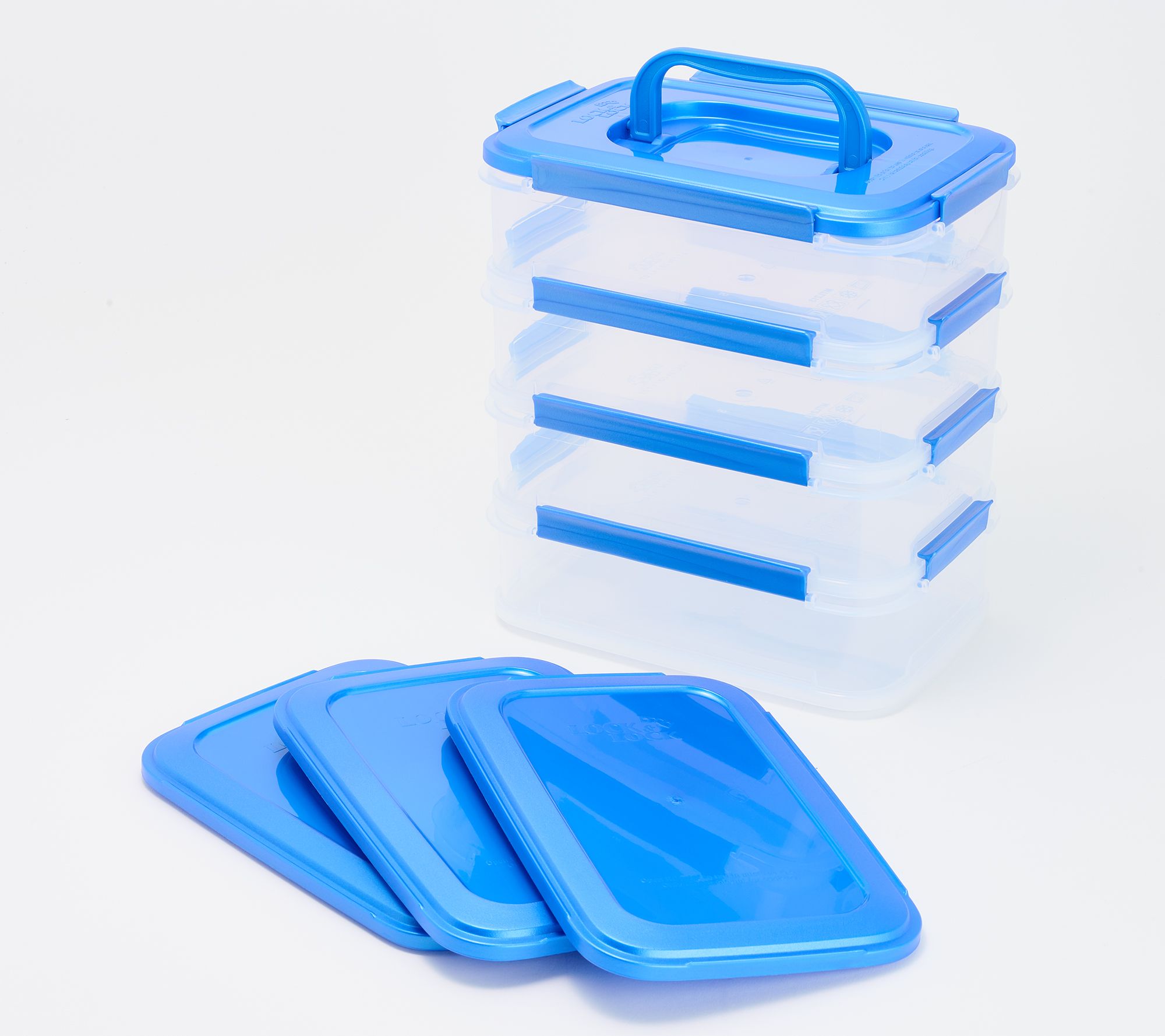 LocknLock 4-Piece Interlocking Rectangles w/ Handle Lid