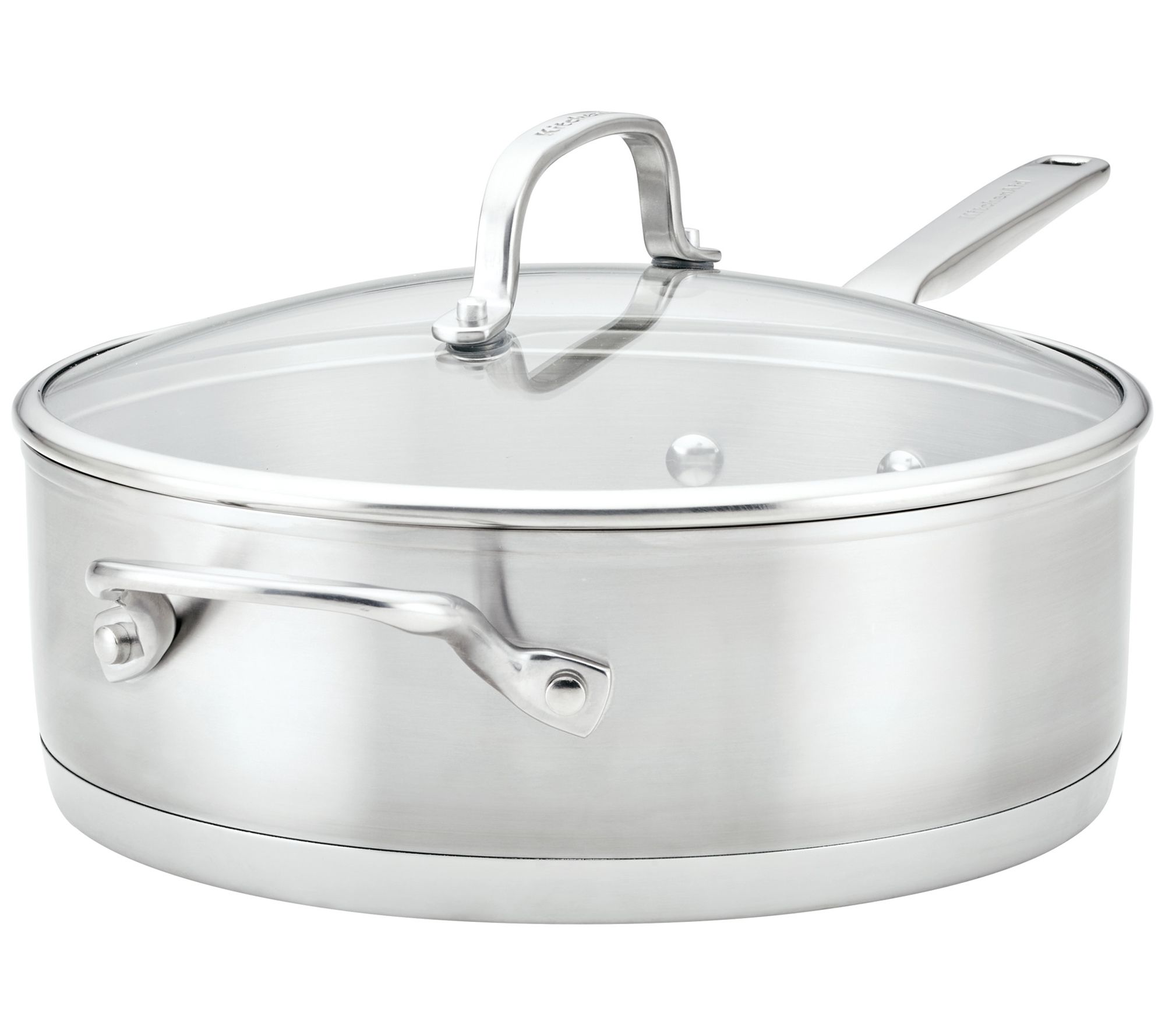KitchenAid 5-Ply Clad Polished Stainless Steel Stock Pot/Stockpot with Lid,  6 Quart