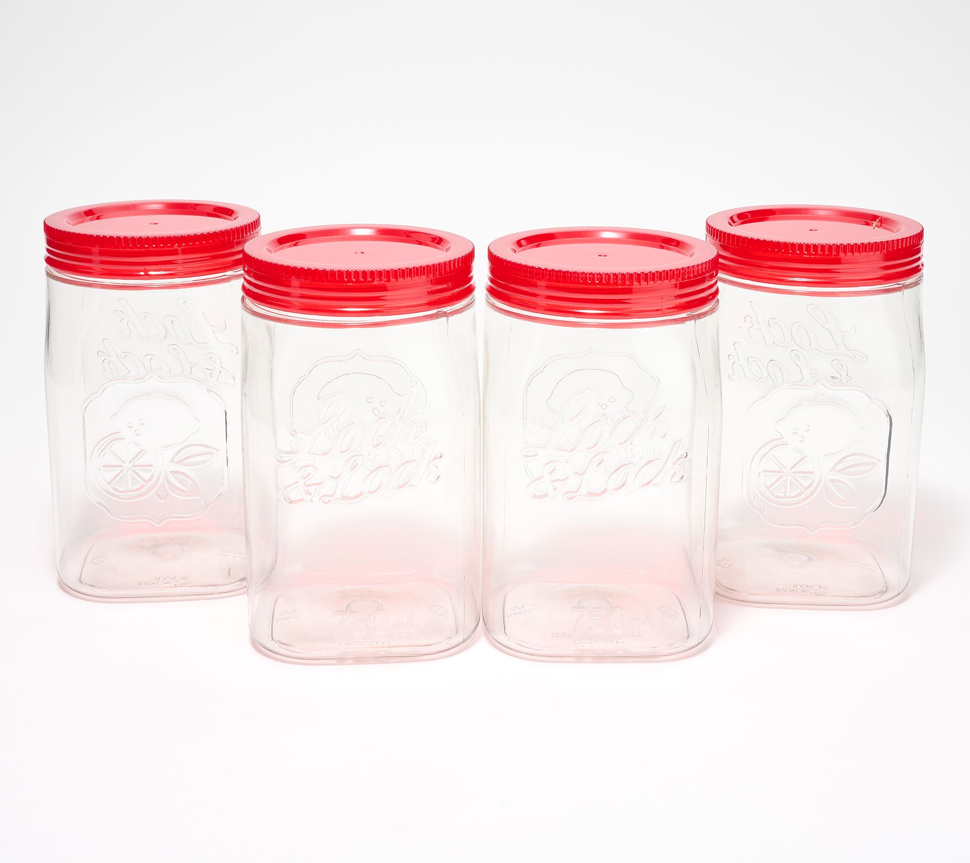 LocknLock Set of (4) 3-Cup Twist Lid Mason Jar Canisters