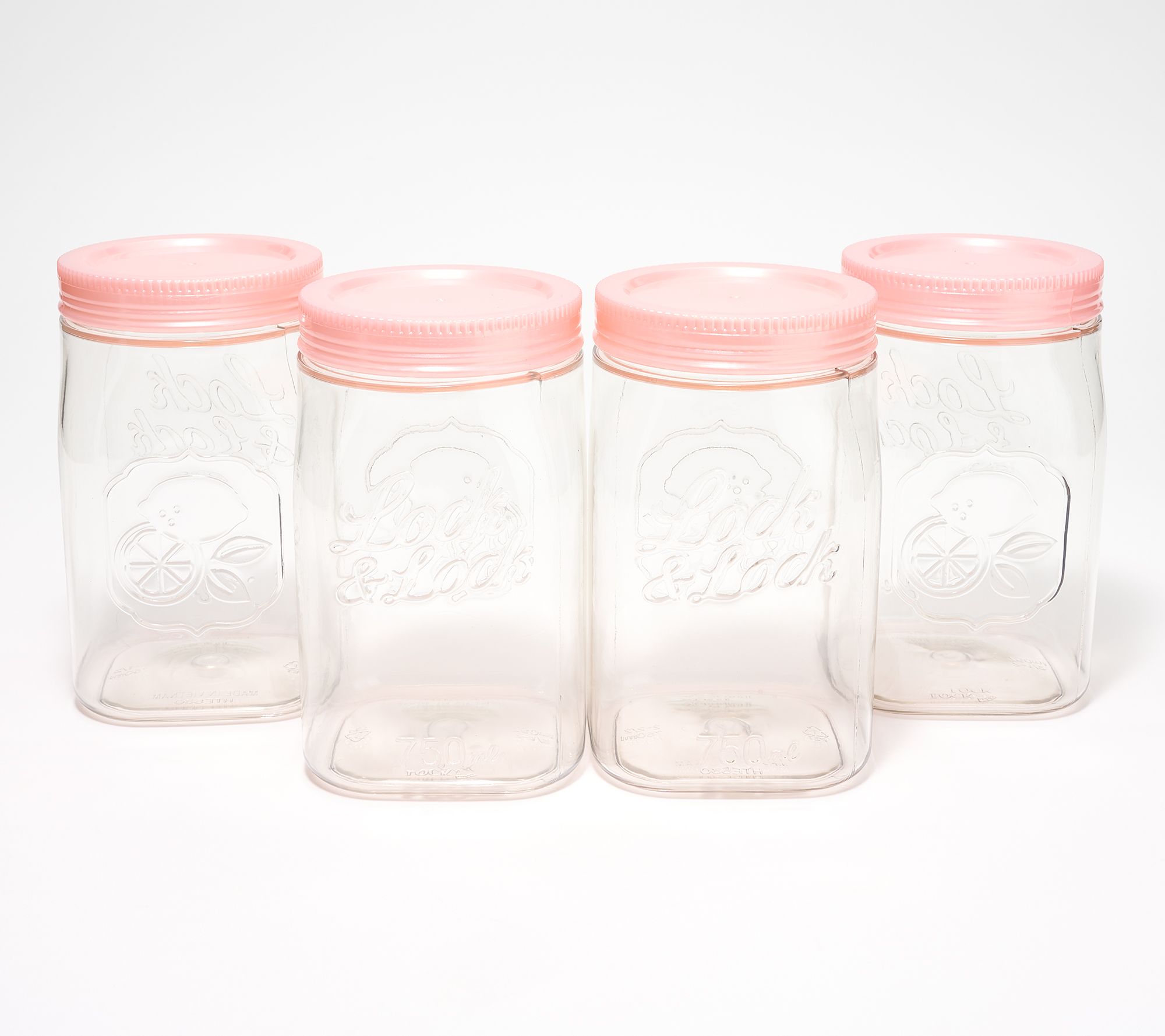 LocknLock Set of (4) 3-Cup Twist Lid Mason Jar Canisters
