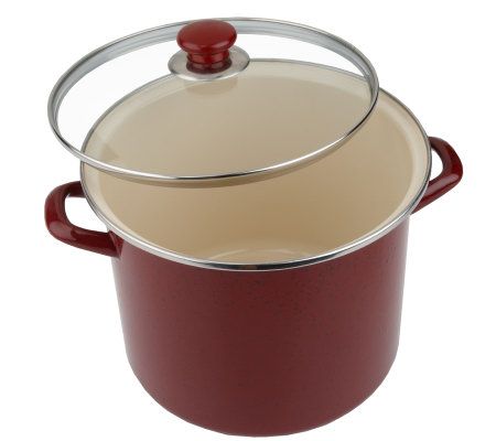 6 Qt Paula Deen Oven Safe Non-Stick Enamel Stock Pot/Dutch Oven Speckled  Tan