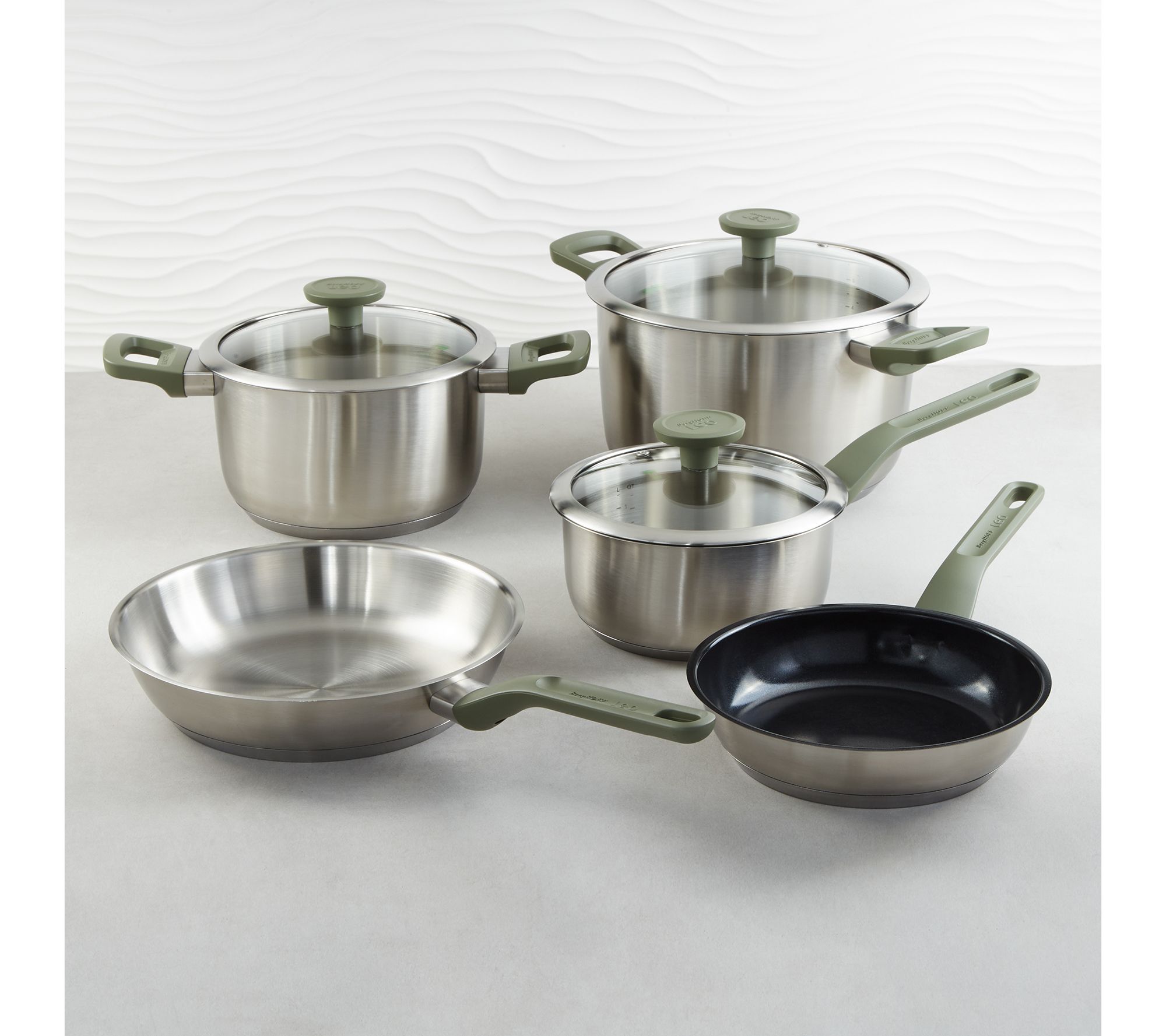 BergHOFF Bolt 8pc Recycled Stainless Steel Cookware Set