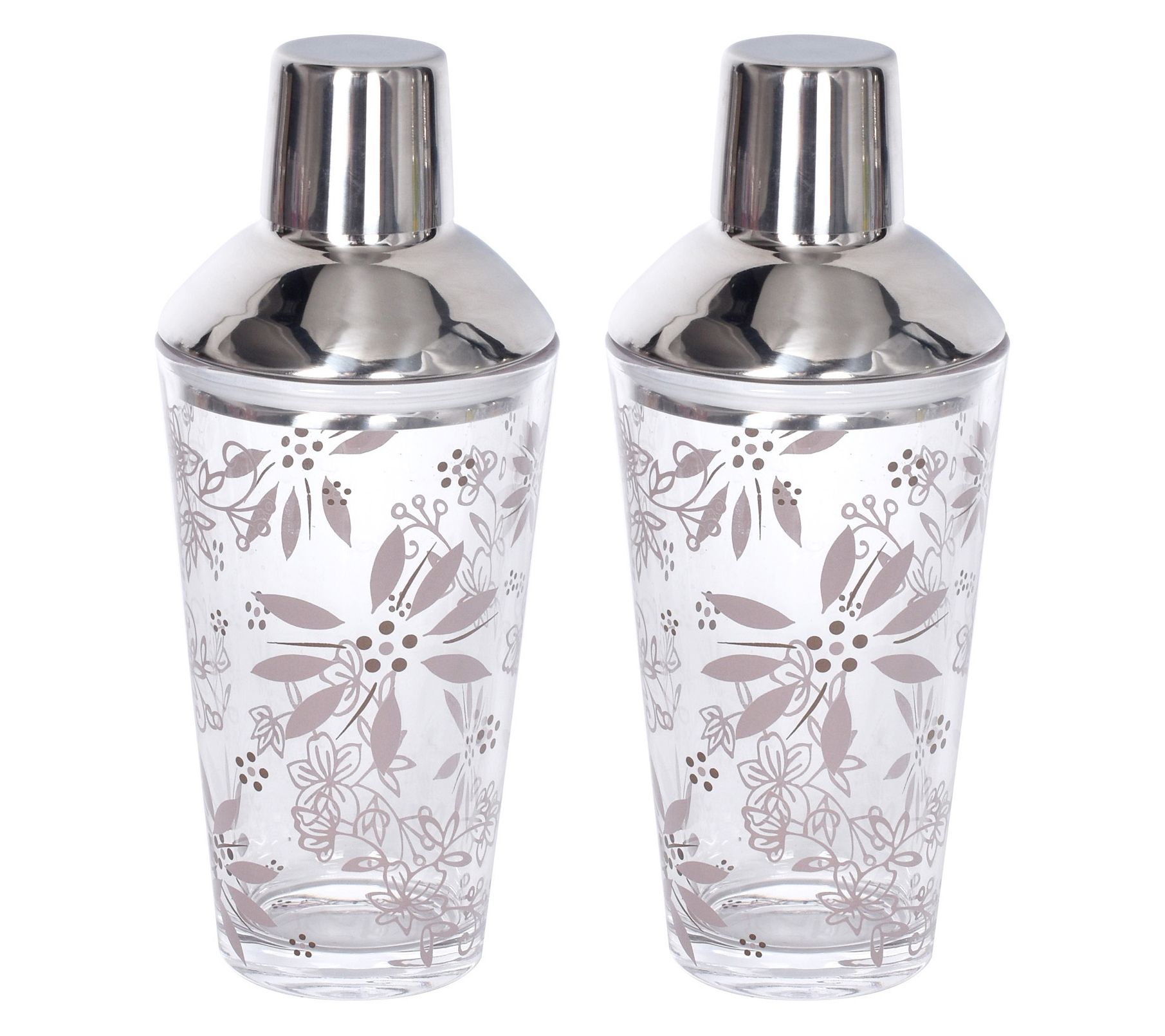 Temp-tations Set of (2) 16-oz Glass Shakers