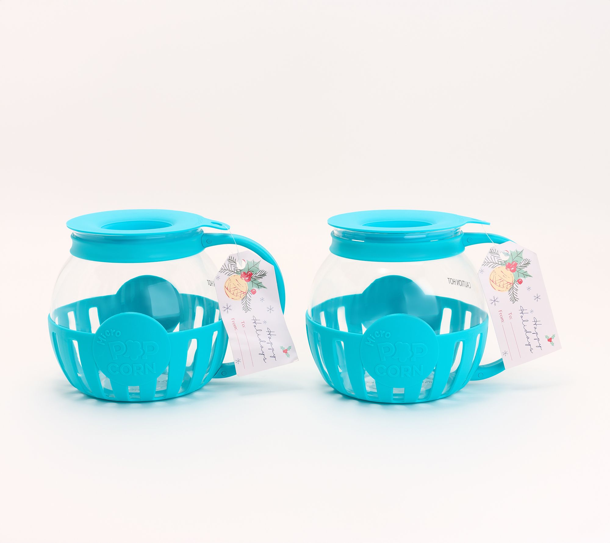  Prepology S/2 Glass Microwave Popcorn Makers w/ Gift Tags