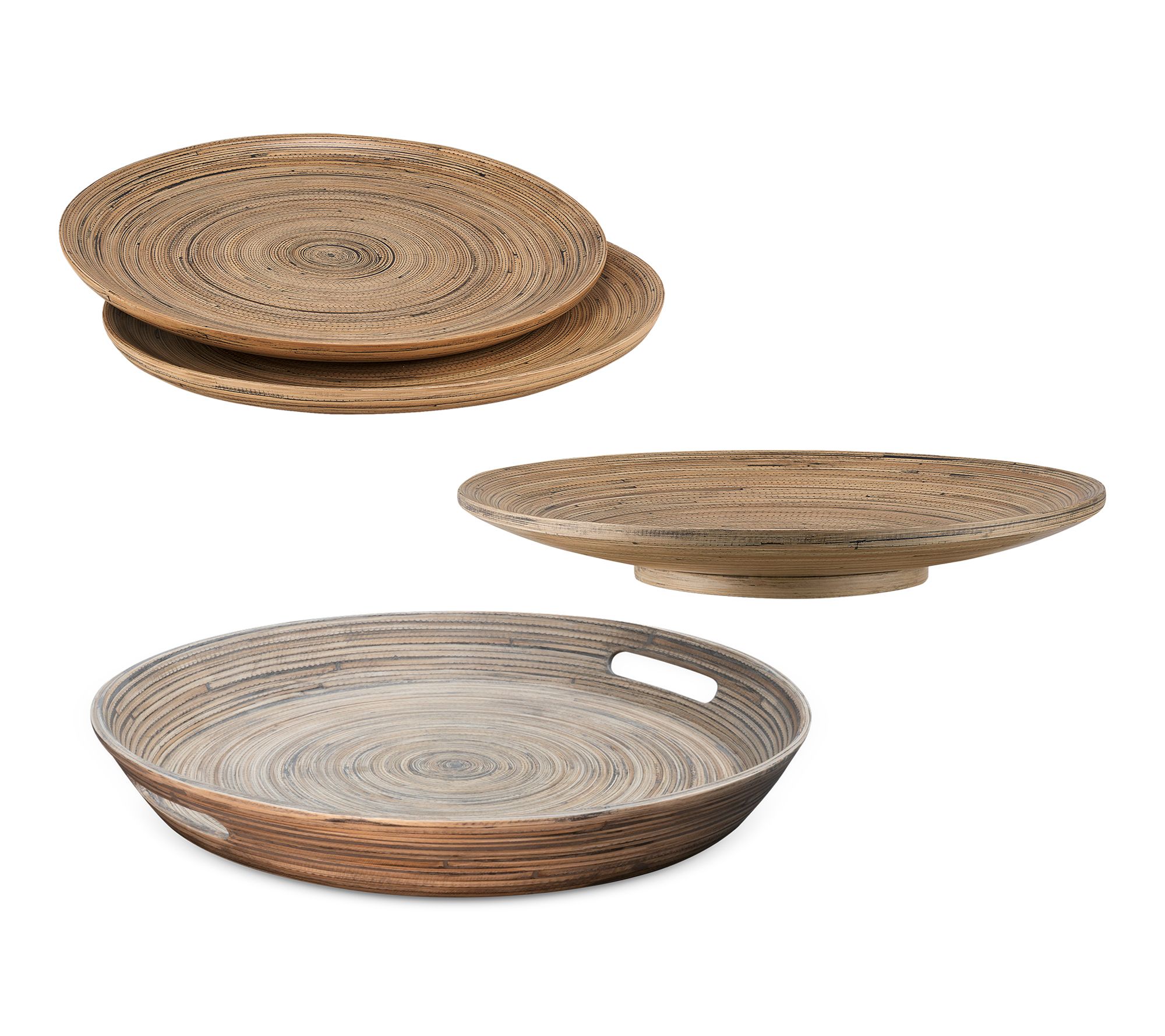 Lexa Bamboo 4 Piece Serving Tray & Plate Set