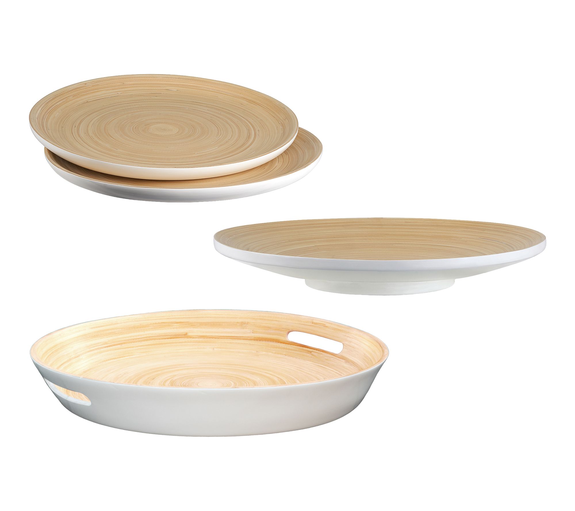 Lexa Bamboo 4 Piece Serving Tray & Plate Set