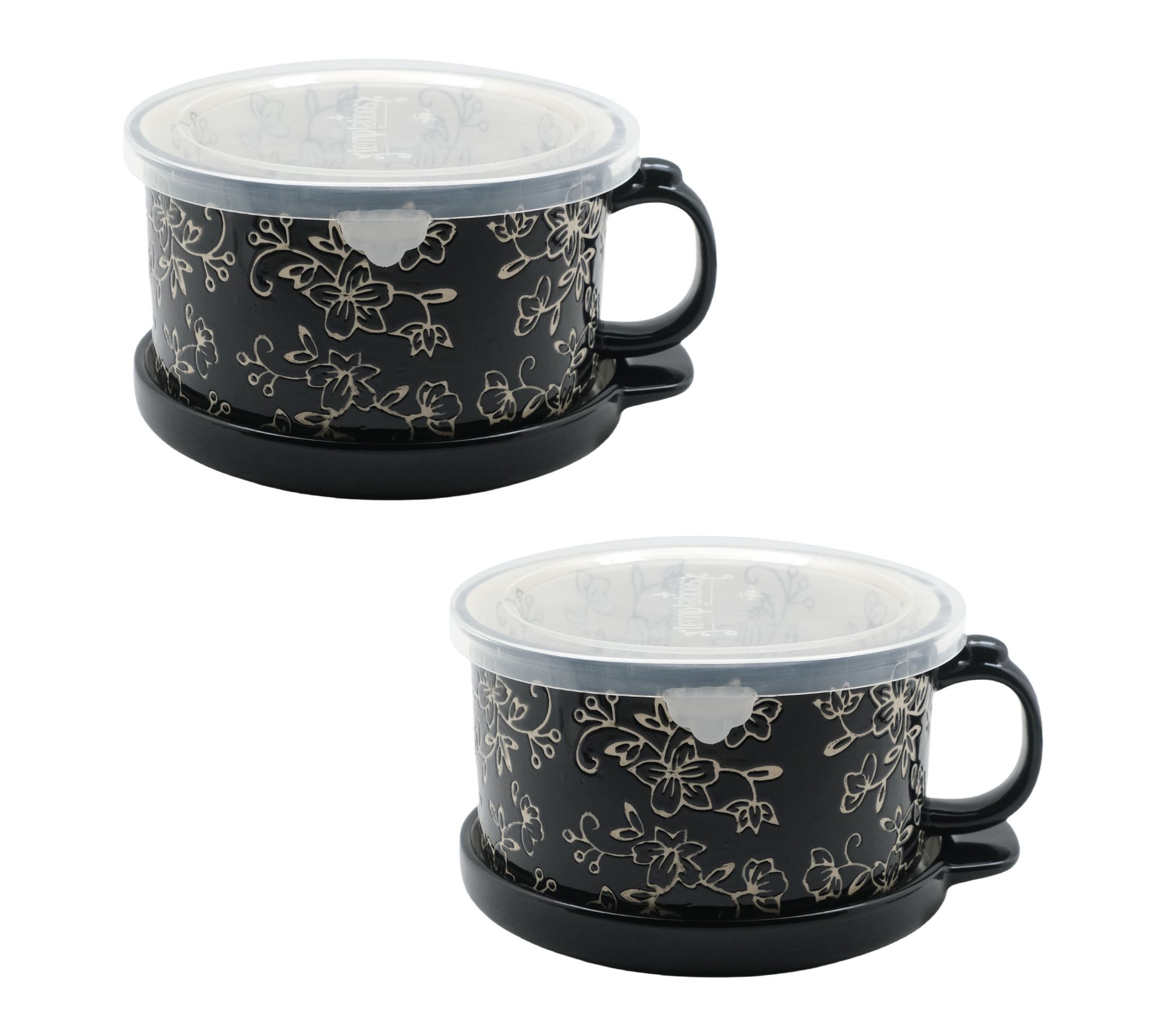 Temp-tations Set of (2) 25-oz Meal Mugs with Lid-Its & Storage Lids