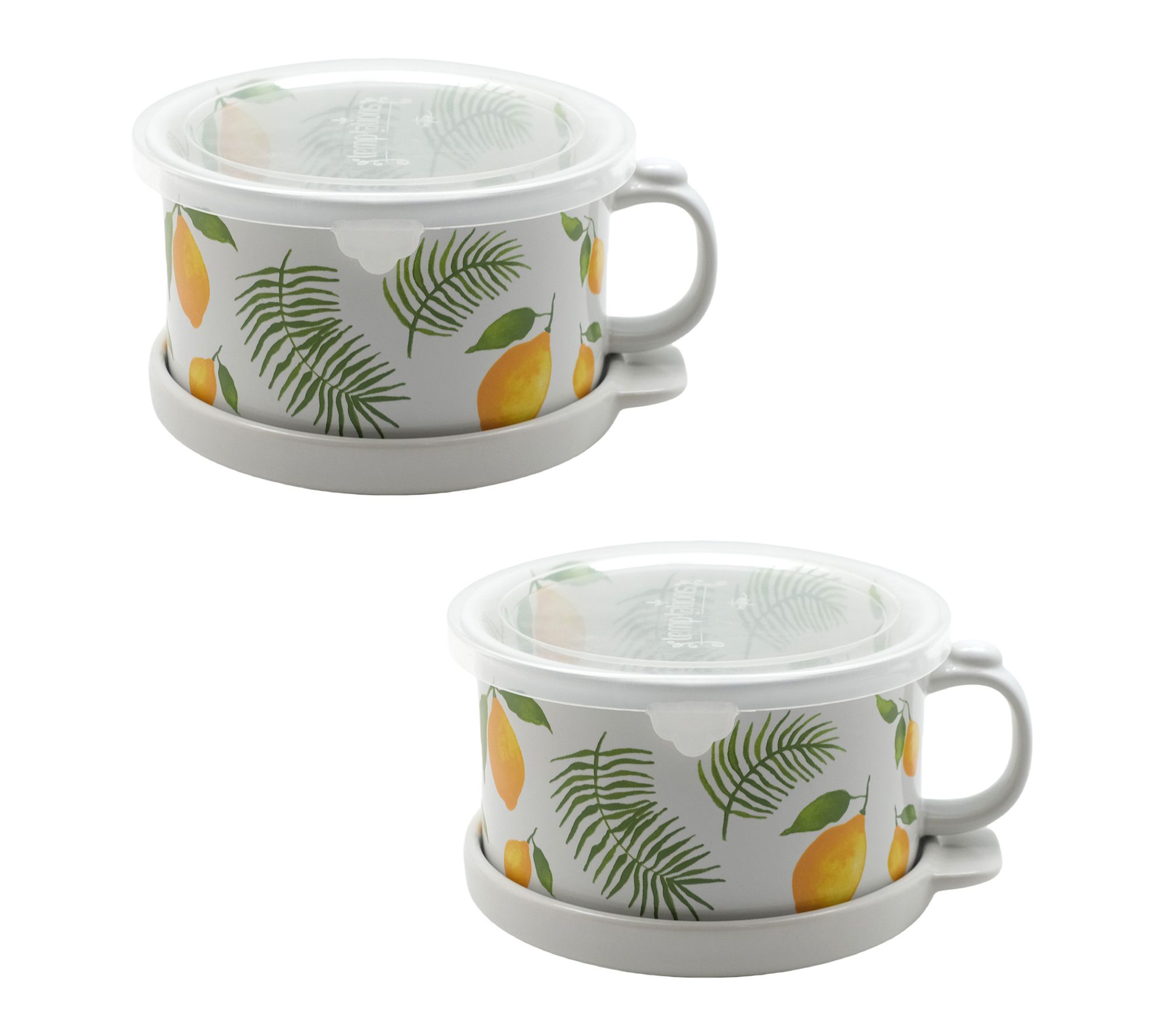 Temp-tations Set of (2) 25-oz Meal Mugs with Lid-Its & Storage Lids