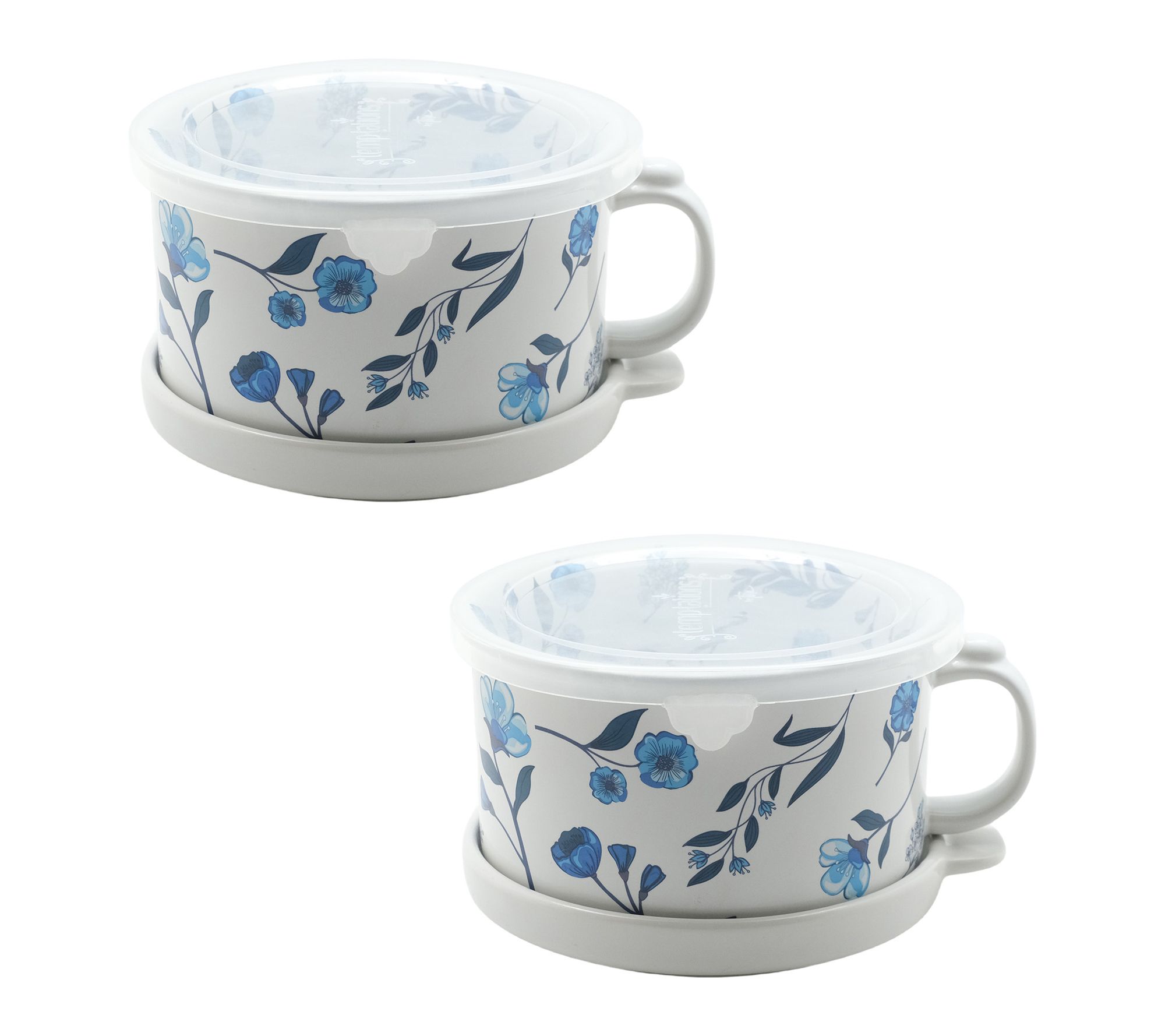 Temp-tations Set of (2) 25-oz Meal Mugs with Lid-Its & Storage Lids