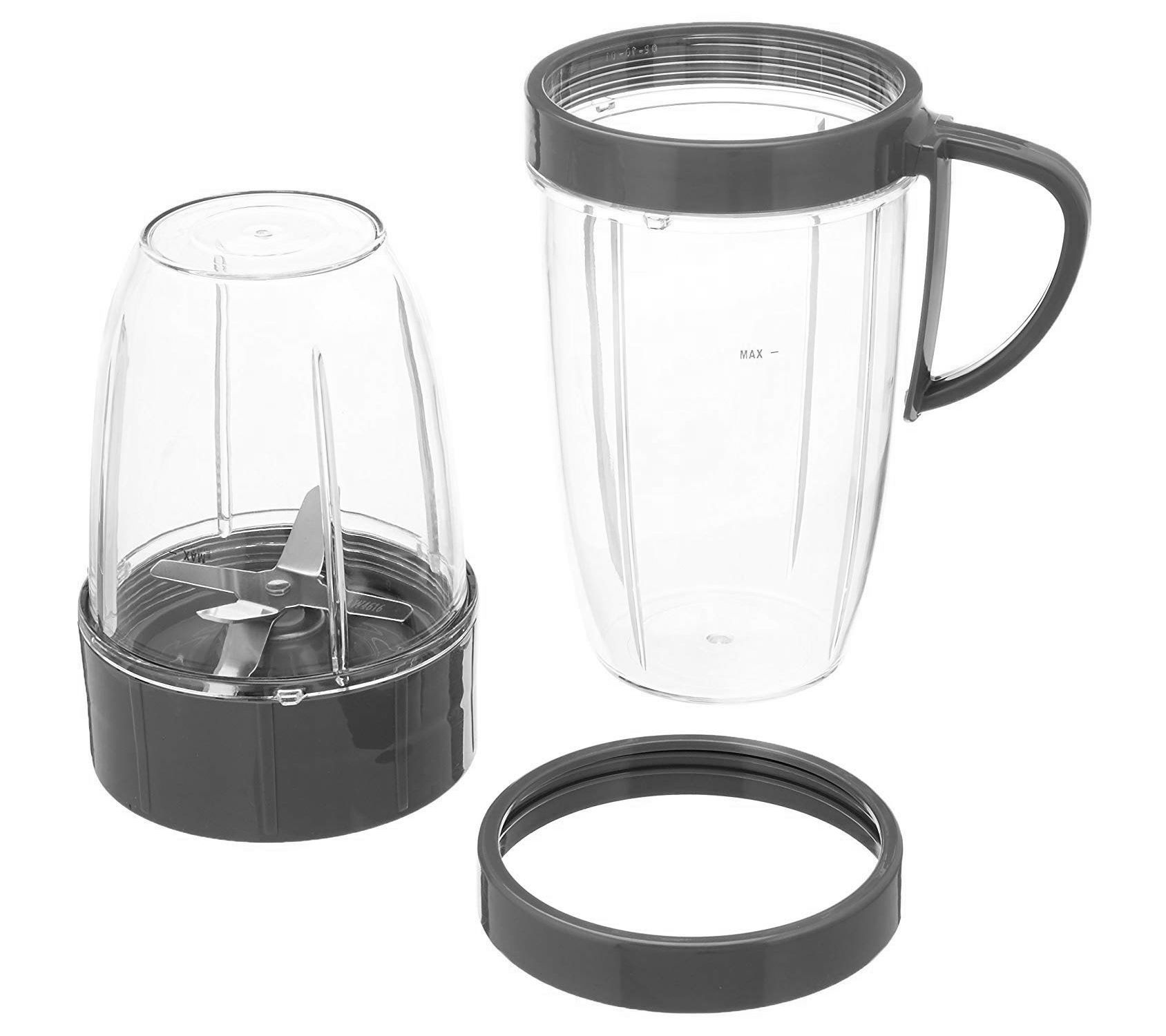 Nutribullet Replacement Parts 24 oz Tall Cup with Handled Lip Ring + Extractor Blade for Nutribullet Lean NB-203 1200W Blender