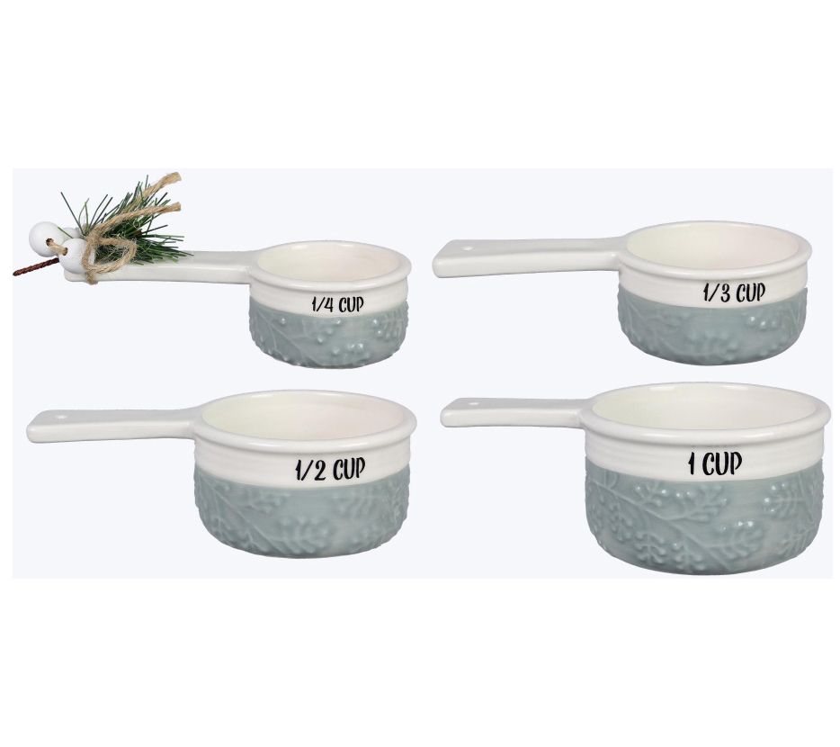 Measuring Spoons Black & White Stripes Farmhouse Set of 4 Nesting Ceramic