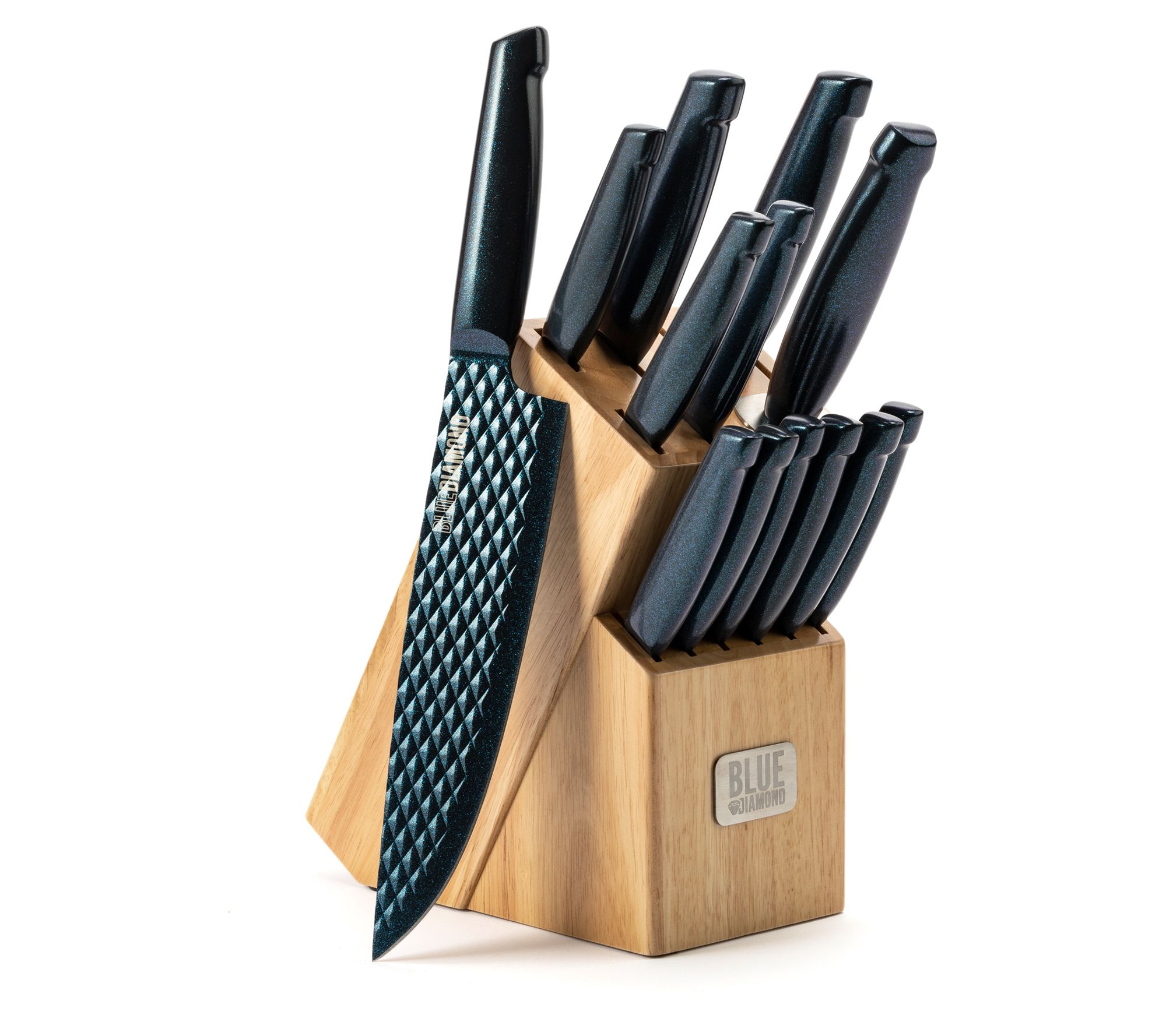 White and Gold Knife Set with Block Self Sharpening - 14 PC