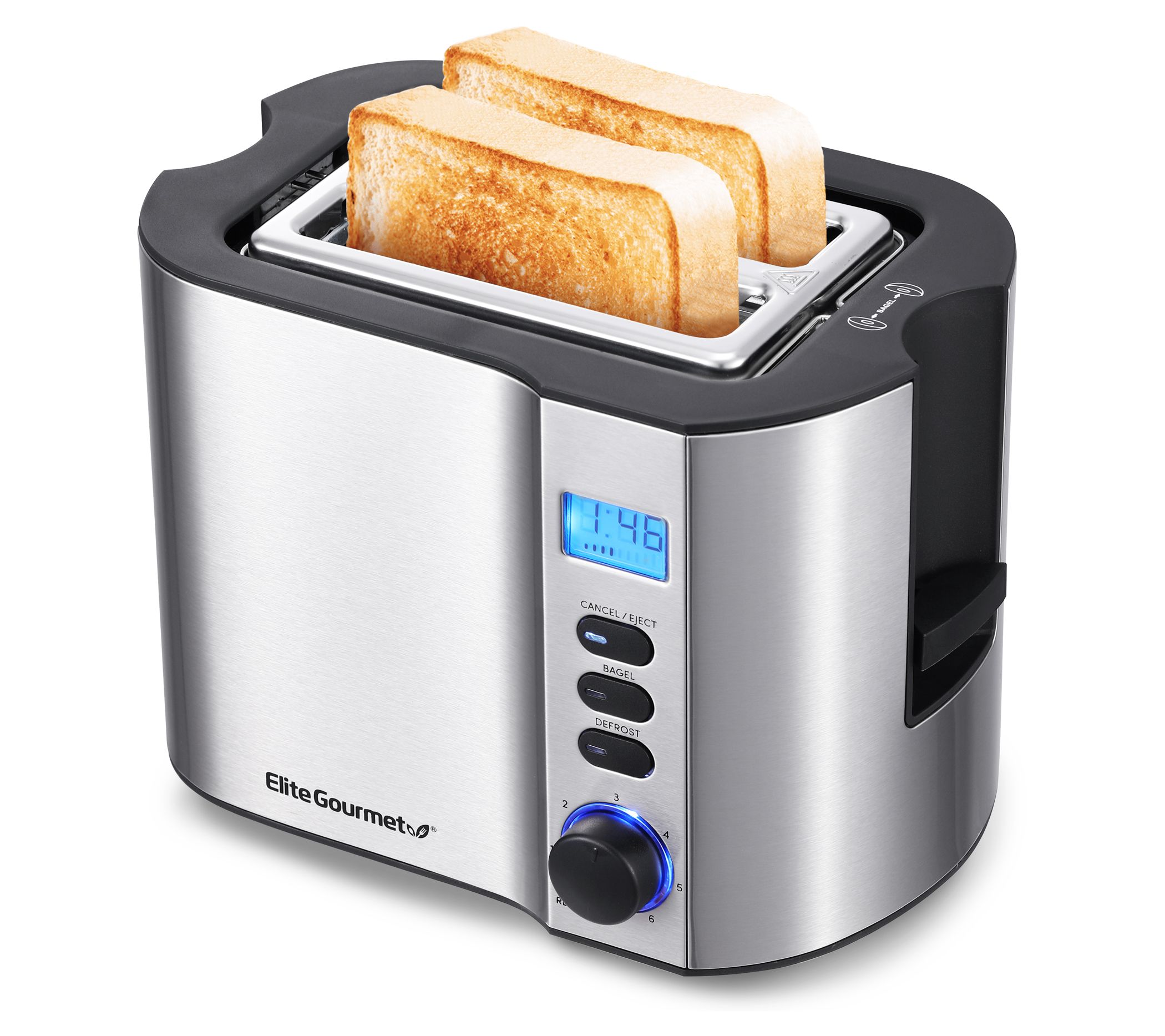 Elite Gourmet - 4 Slice Long Slot Cool Touch Toaster - Black