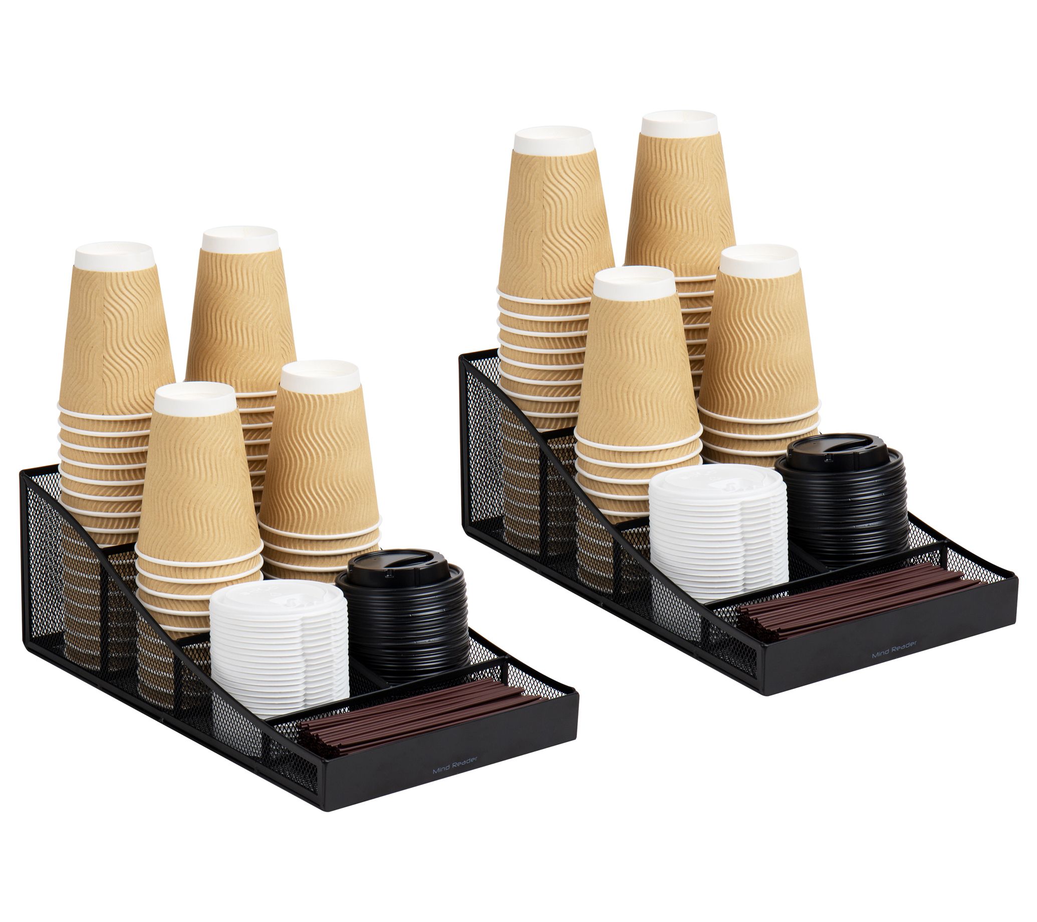 Mind Reader Anchor Collection, 11-Compartment Coffee Cup and Condiment  Organizer with 2 Drawers, White