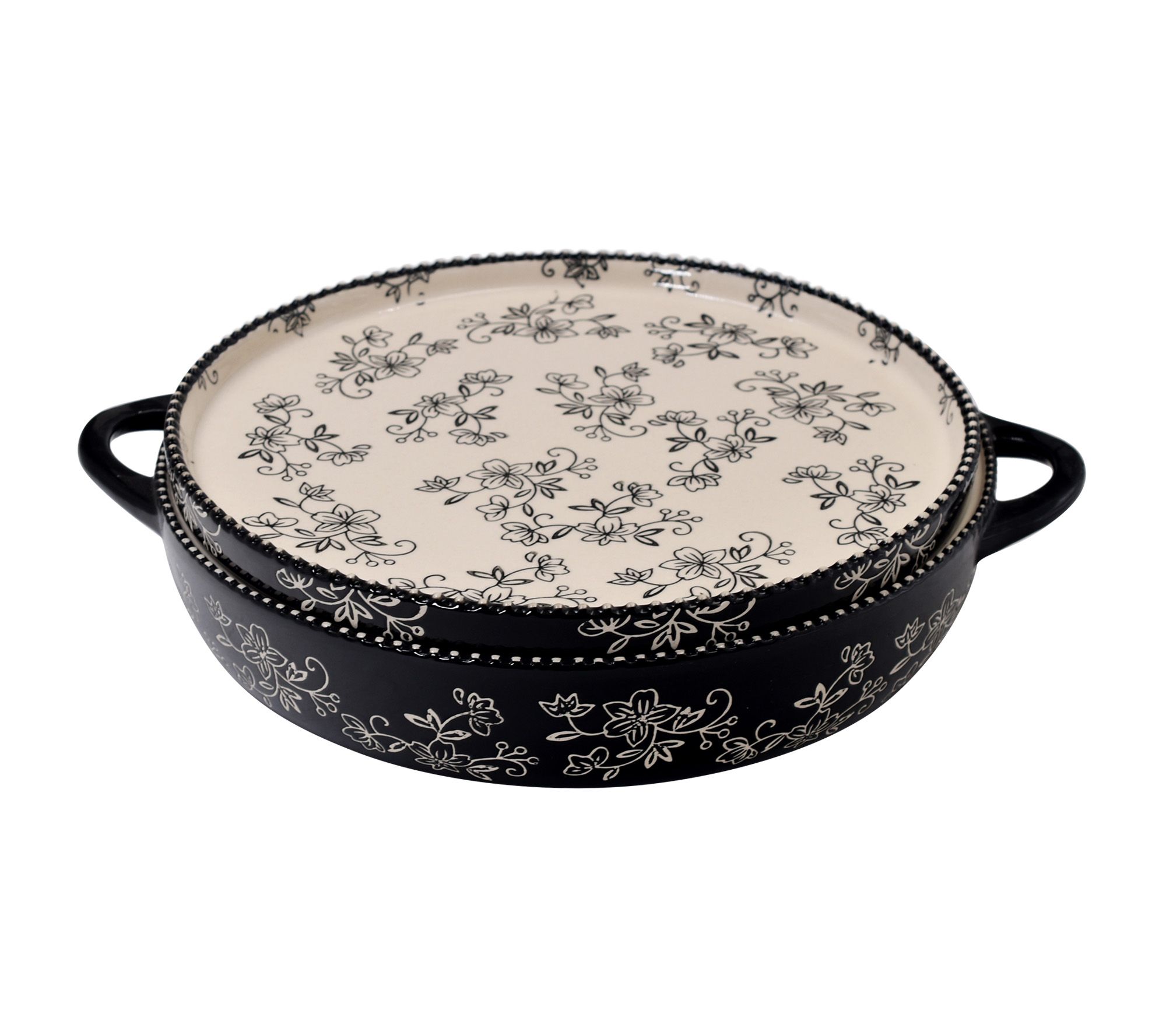 Temp-tations Floral Lace Fluted Tube Pan w/Serving Tray 