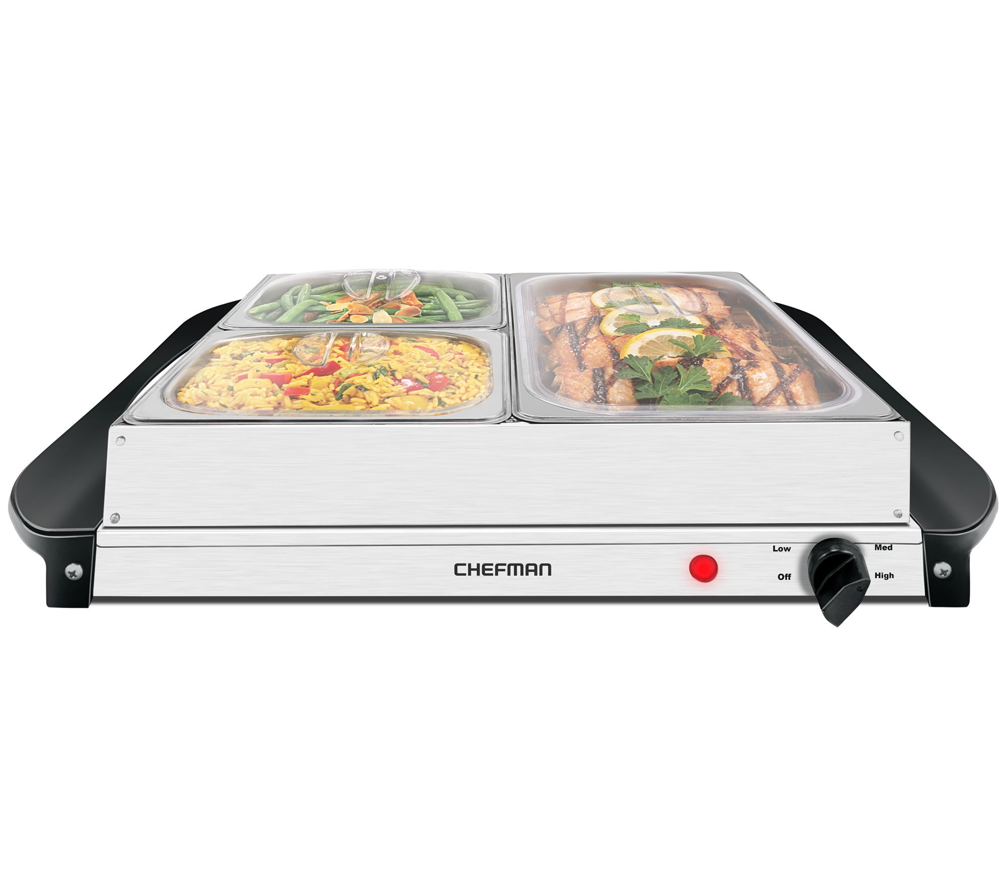 Chefman Electric Buffet Server + Warming Tray w/Adjustable Temperature & 3  Chafing Dishes, Hot Plate Perfect for Holidays, Catering, Parties, Events 