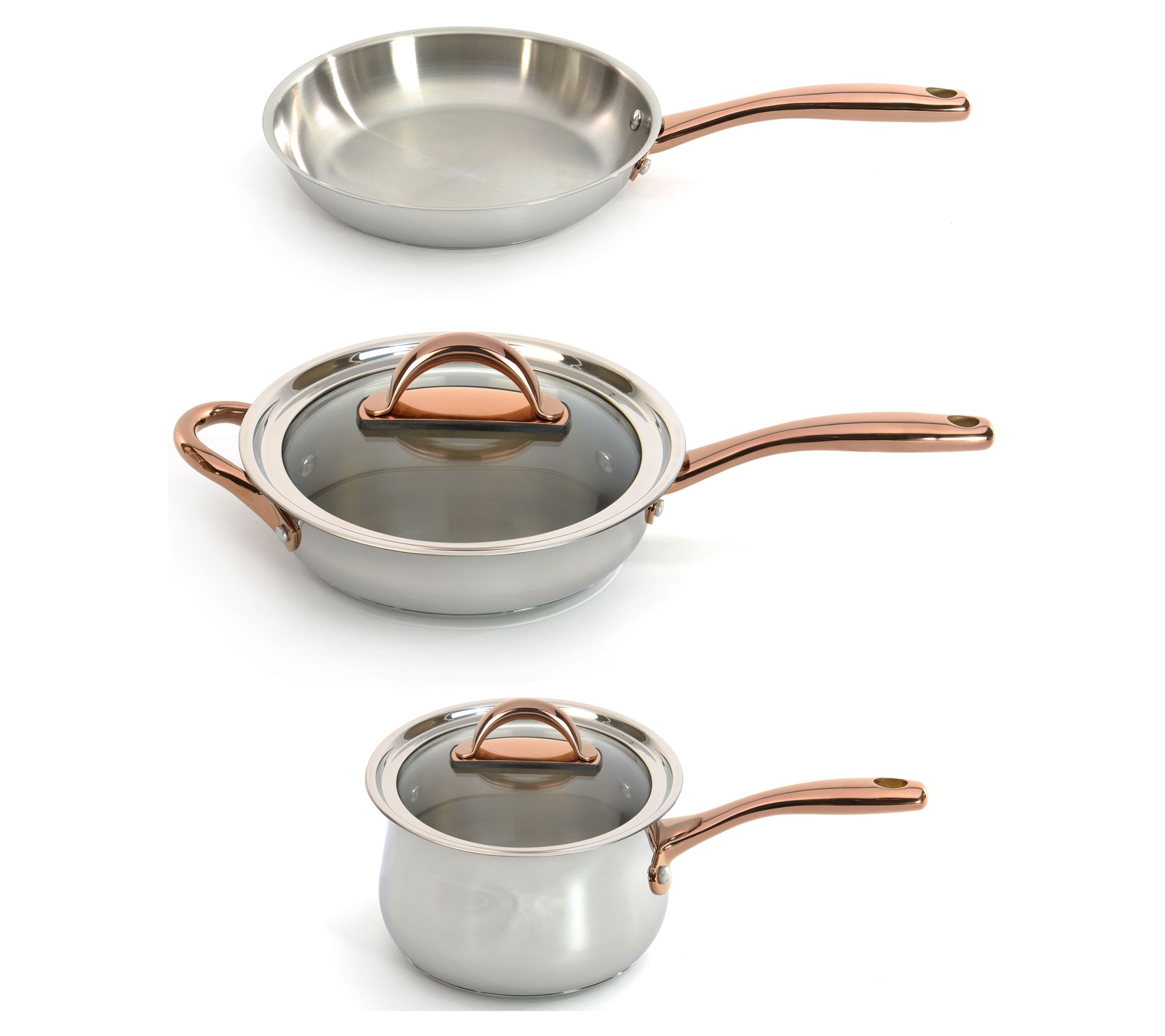 BergHOFF Ouro Gold 5Pc 18/10 SS Starter Set, Rose Gold Handle