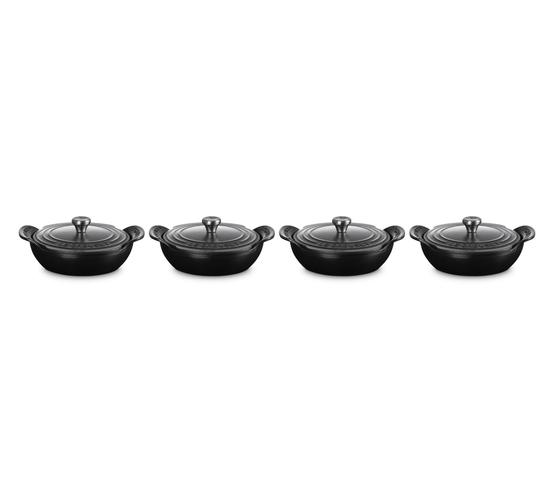 Le Creuset Set of 4 Mini Round Braiser 1/3 QT S S Knob