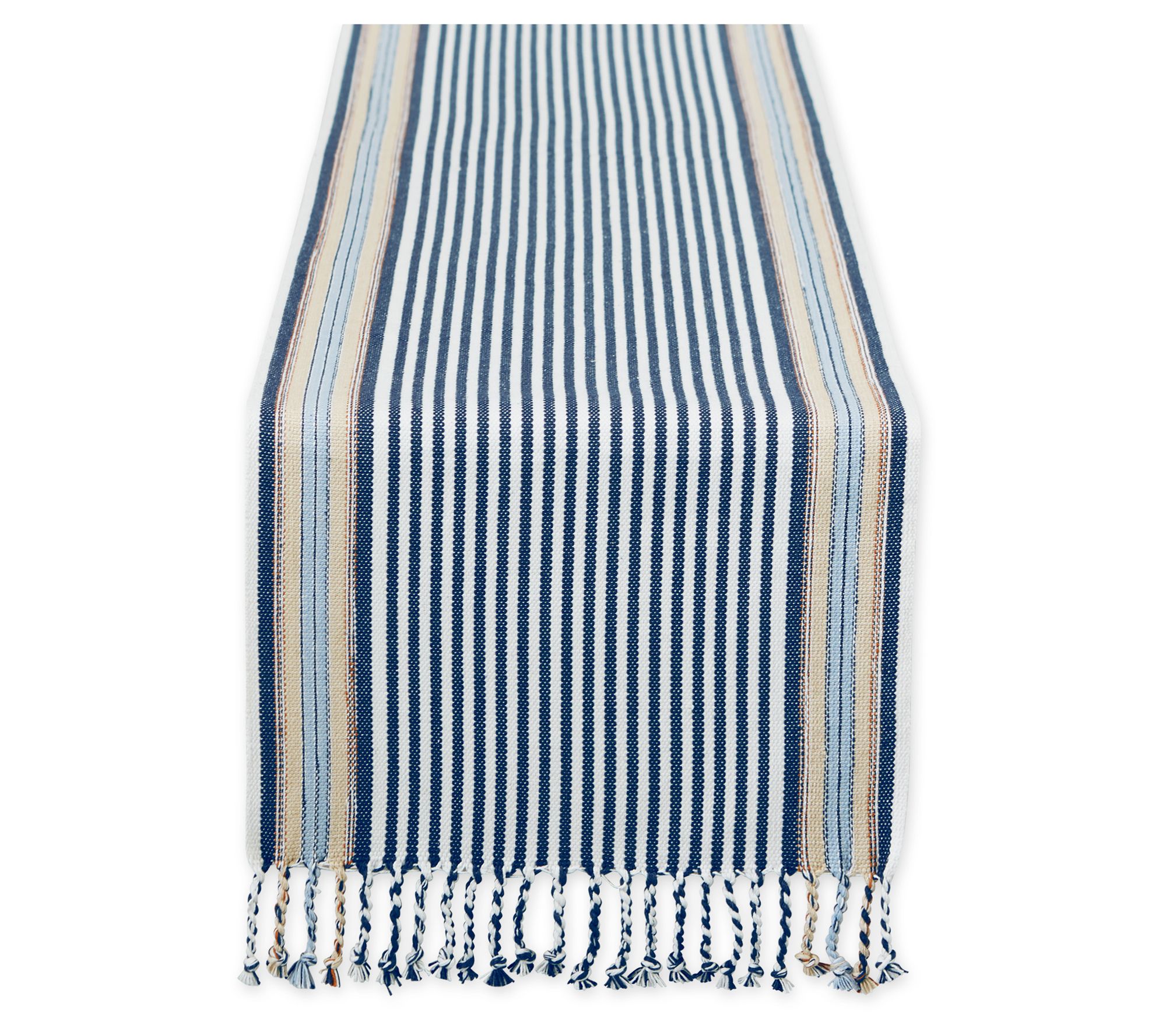 Design Imports Boat House Stripe Fringe Table Runner - 14 X 74