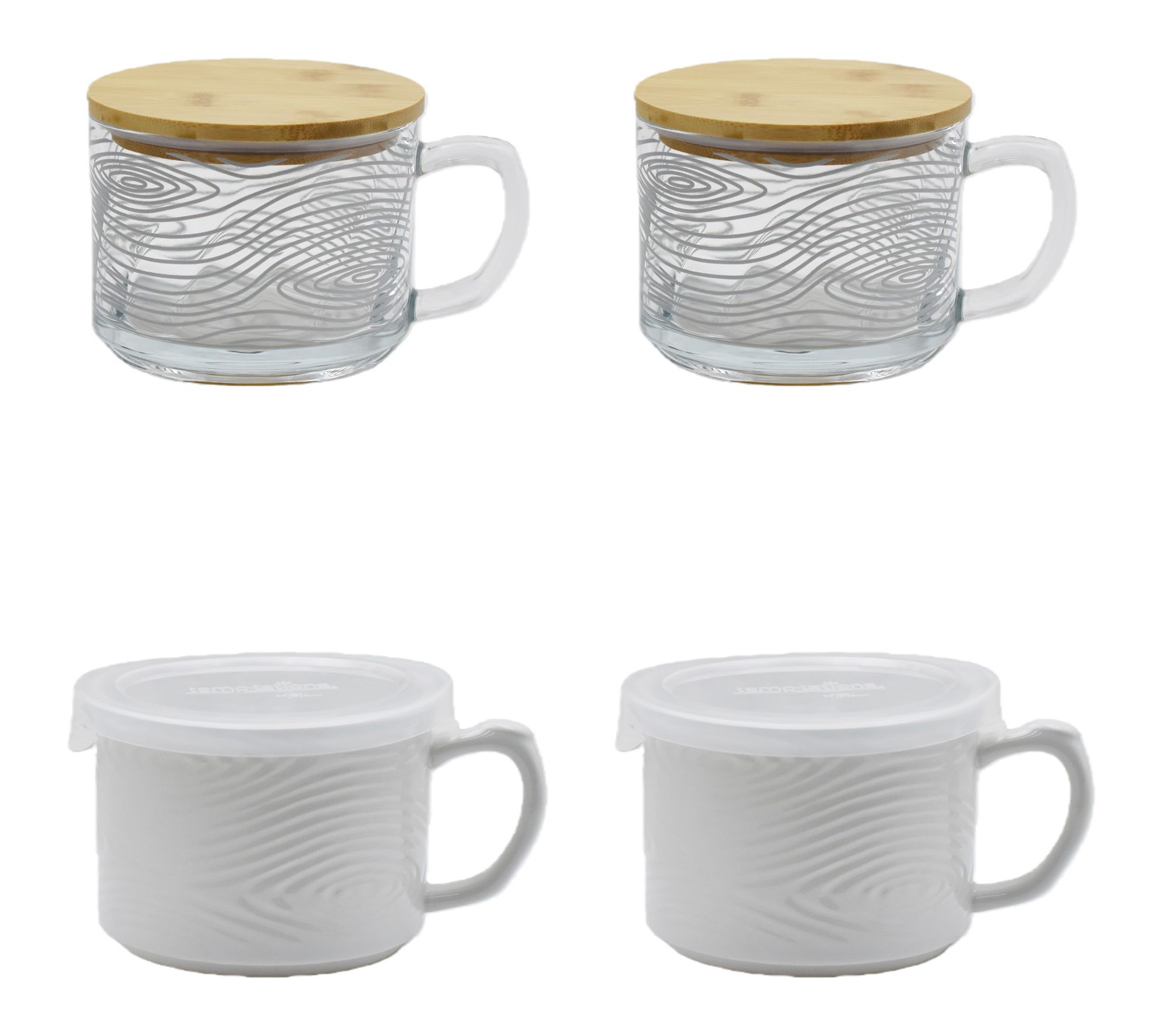 Temp-tations Set of 4 Ceramic and Glass Seal the Meal Mug Set